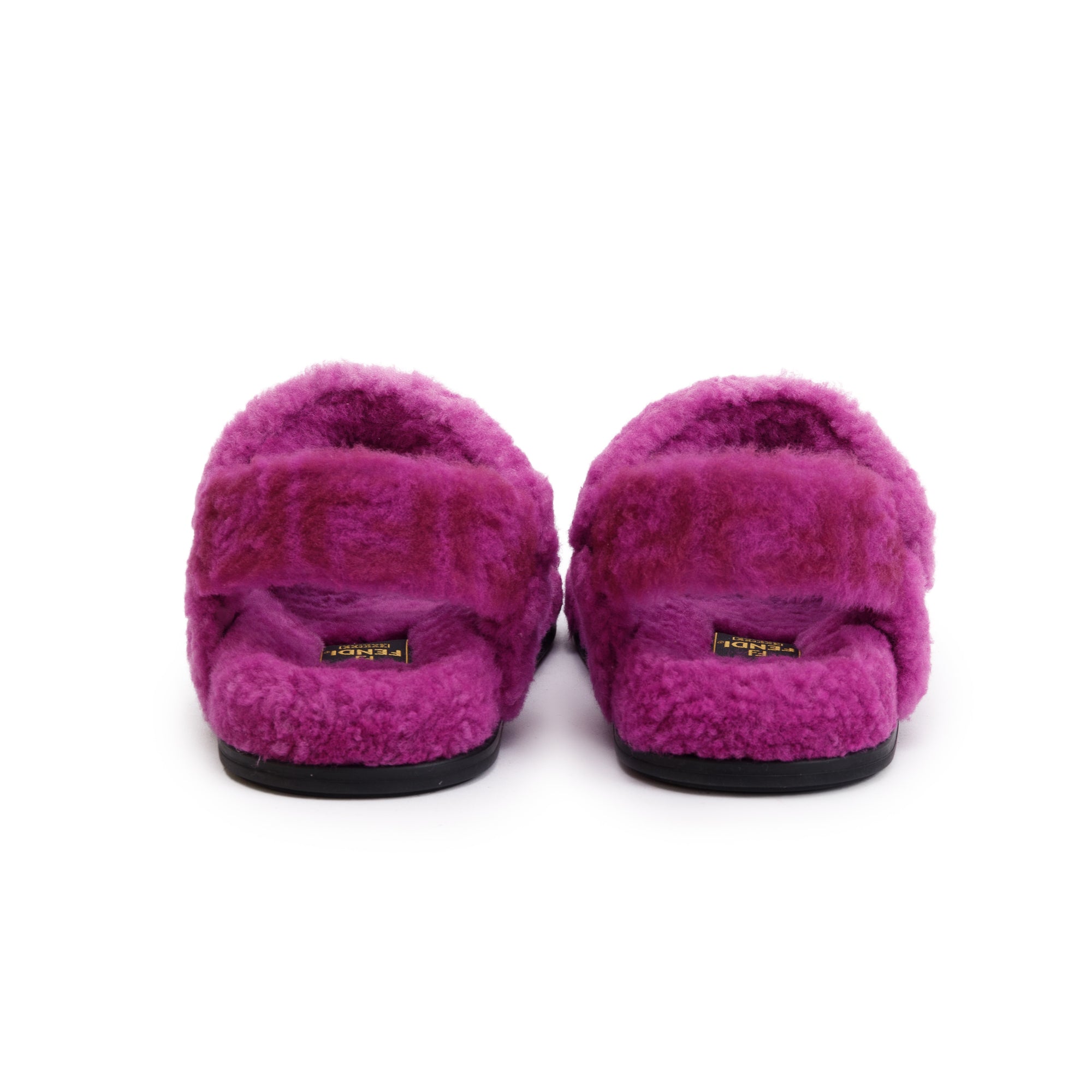 Fendi Purple Fur Fendi Feel Sandals, Size 36.5 w/ Box