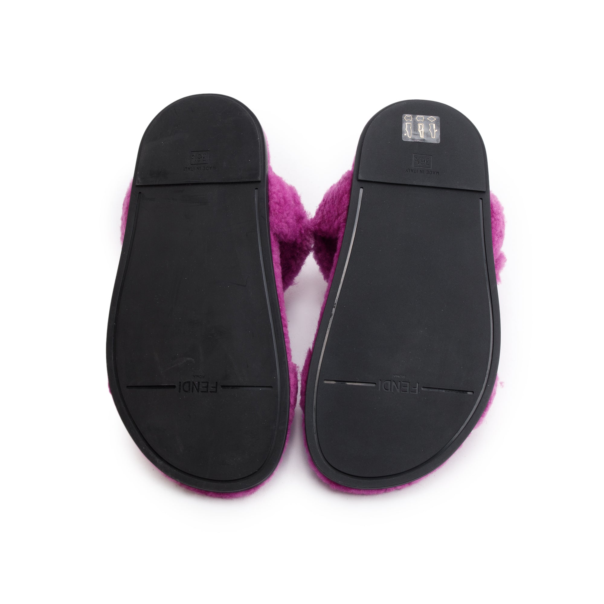 Fendi Purple Fur Fendi Feel Sandals, Size 36.5 w/ Box