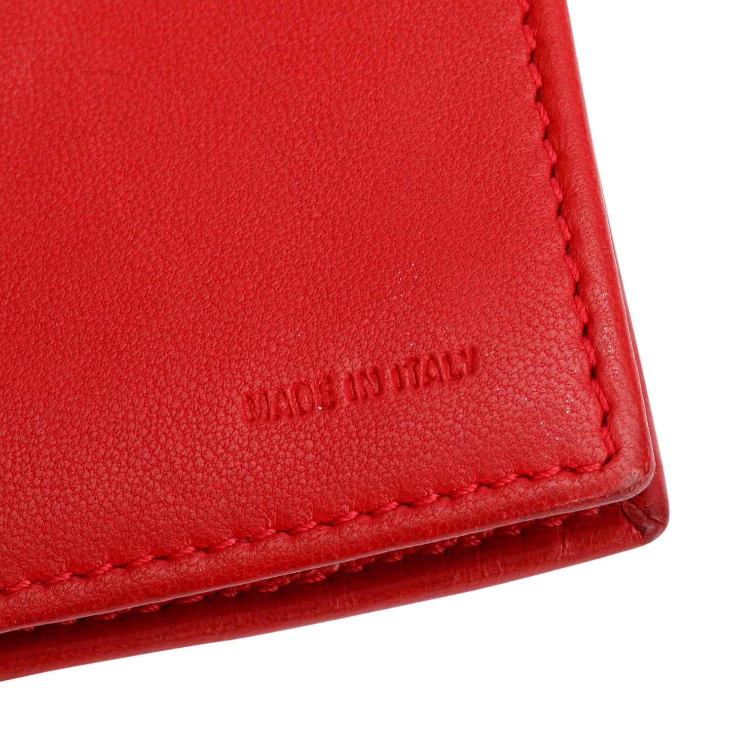 Fendi Red Logo Embossed Nappa Leather Chain Clutch Bag w/ Box