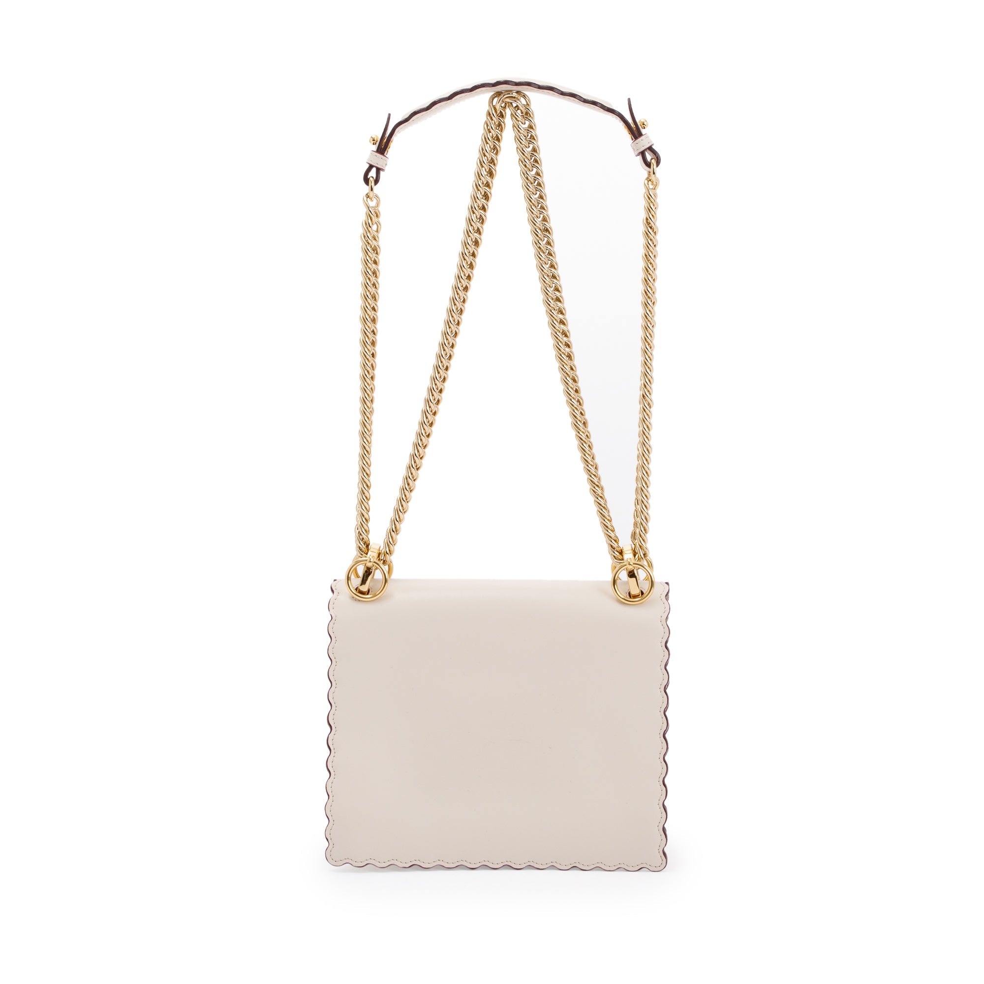 Fendi Small Scalloped Studded Kan I Shoulder Bag