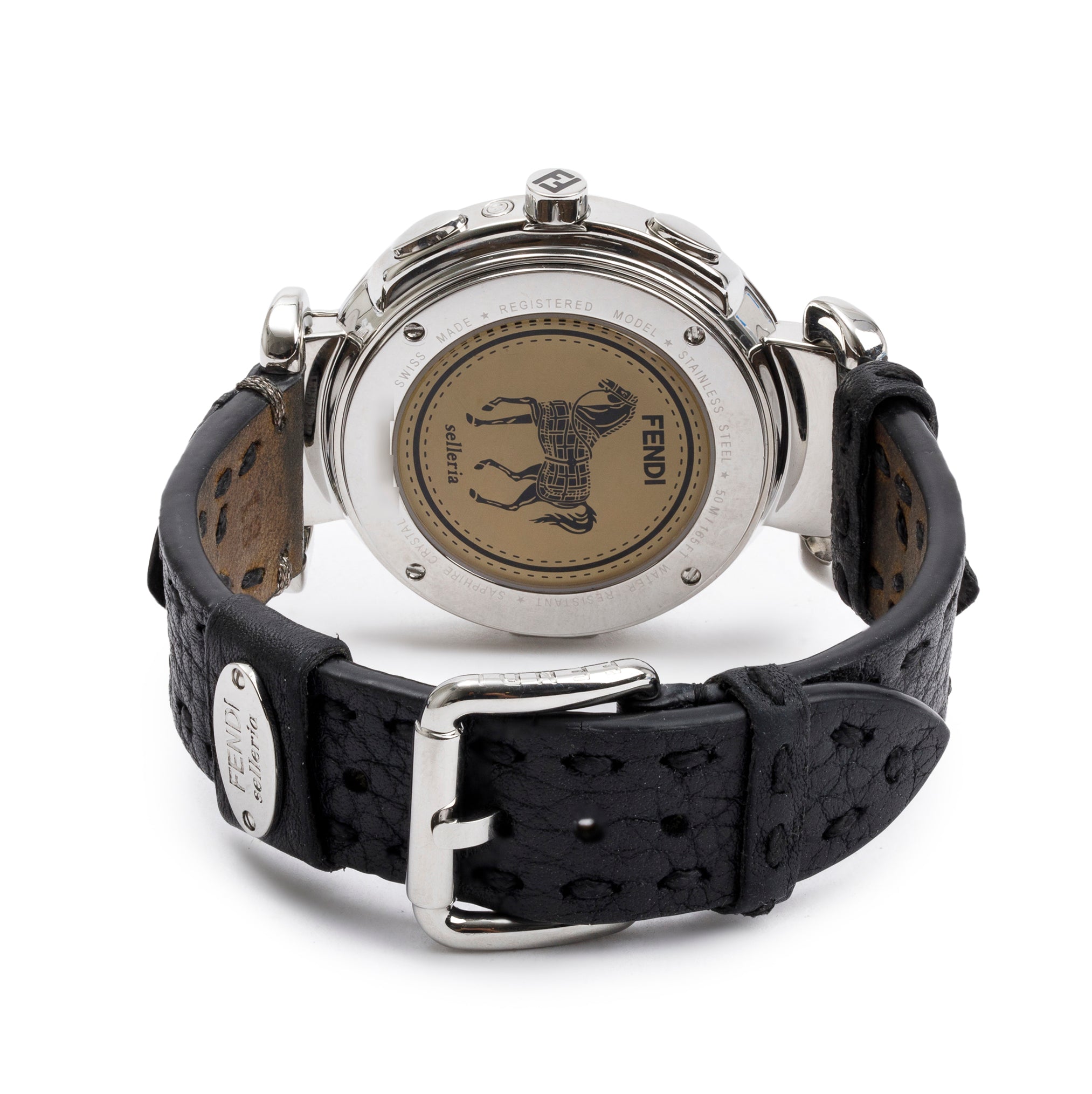 Fendi Stainless Steel Selleria 40 MM Chronograph Watch w/ Box