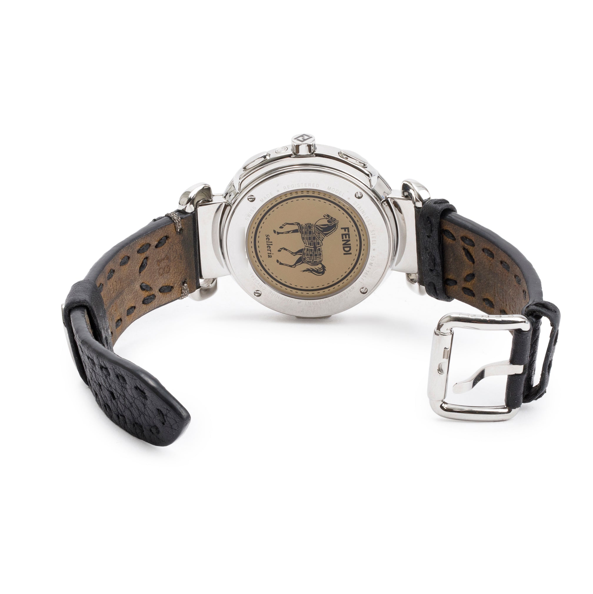 Fendi Stainless Steel Selleria 40 MM Chronograph Watch w/ Box