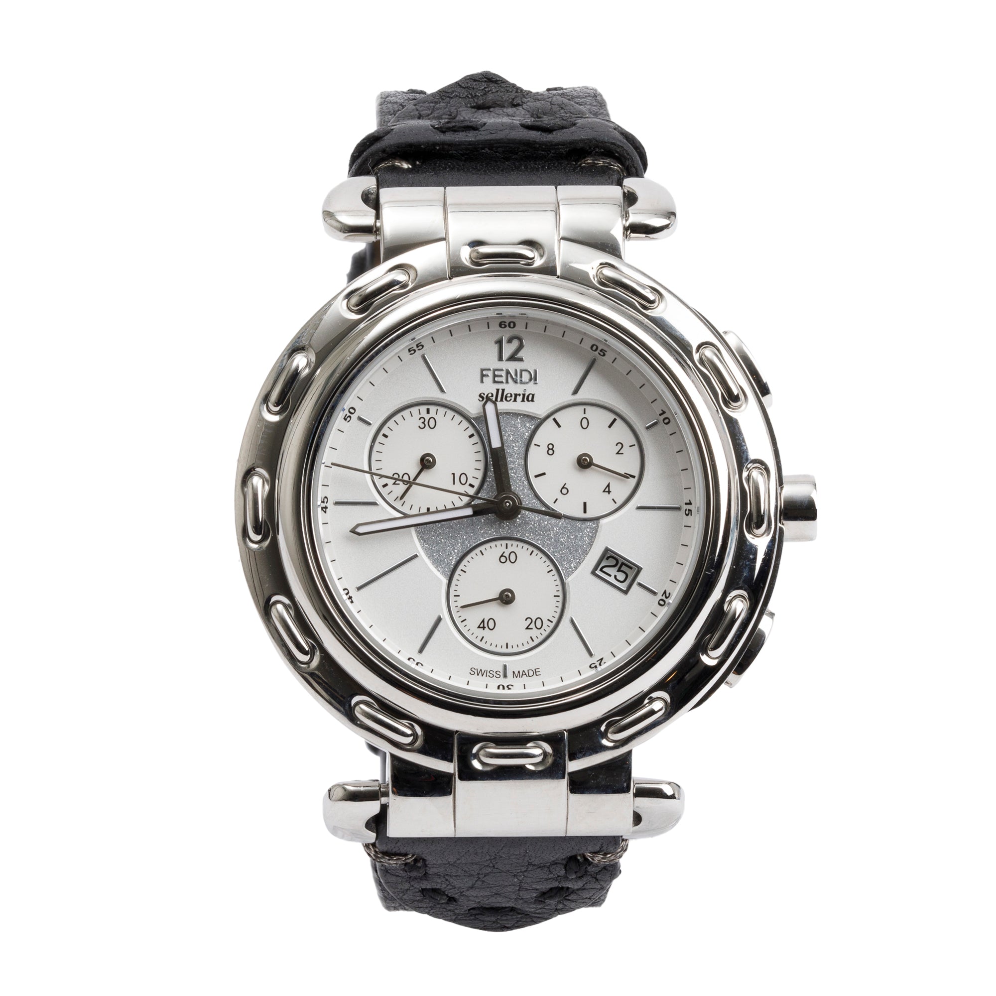 Fendi Stainless Steel Selleria 40 MM Chronograph Watch w/ Box