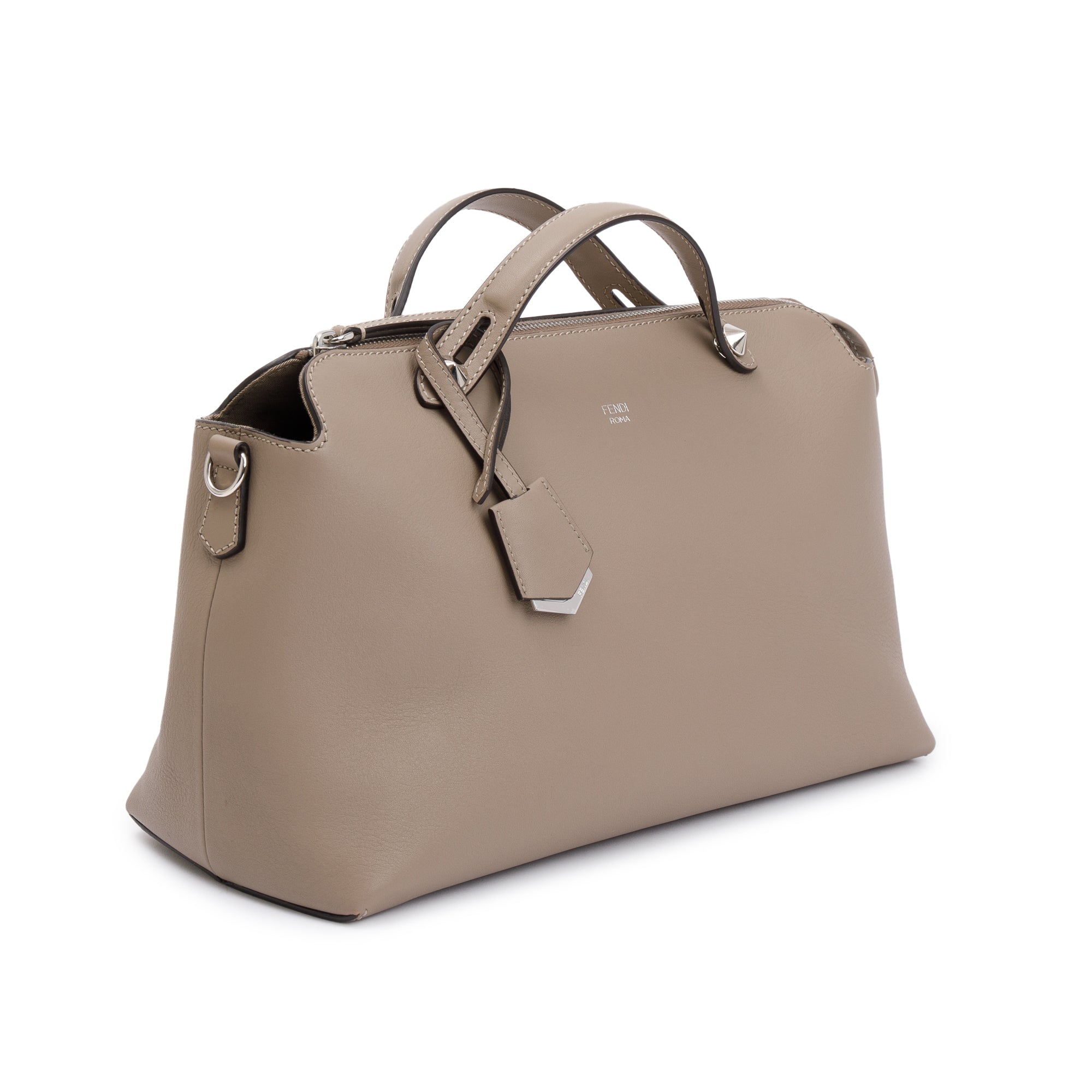 Fendi Taupe Calfskin Leather Large By the Way Handle Bag w/ Strap