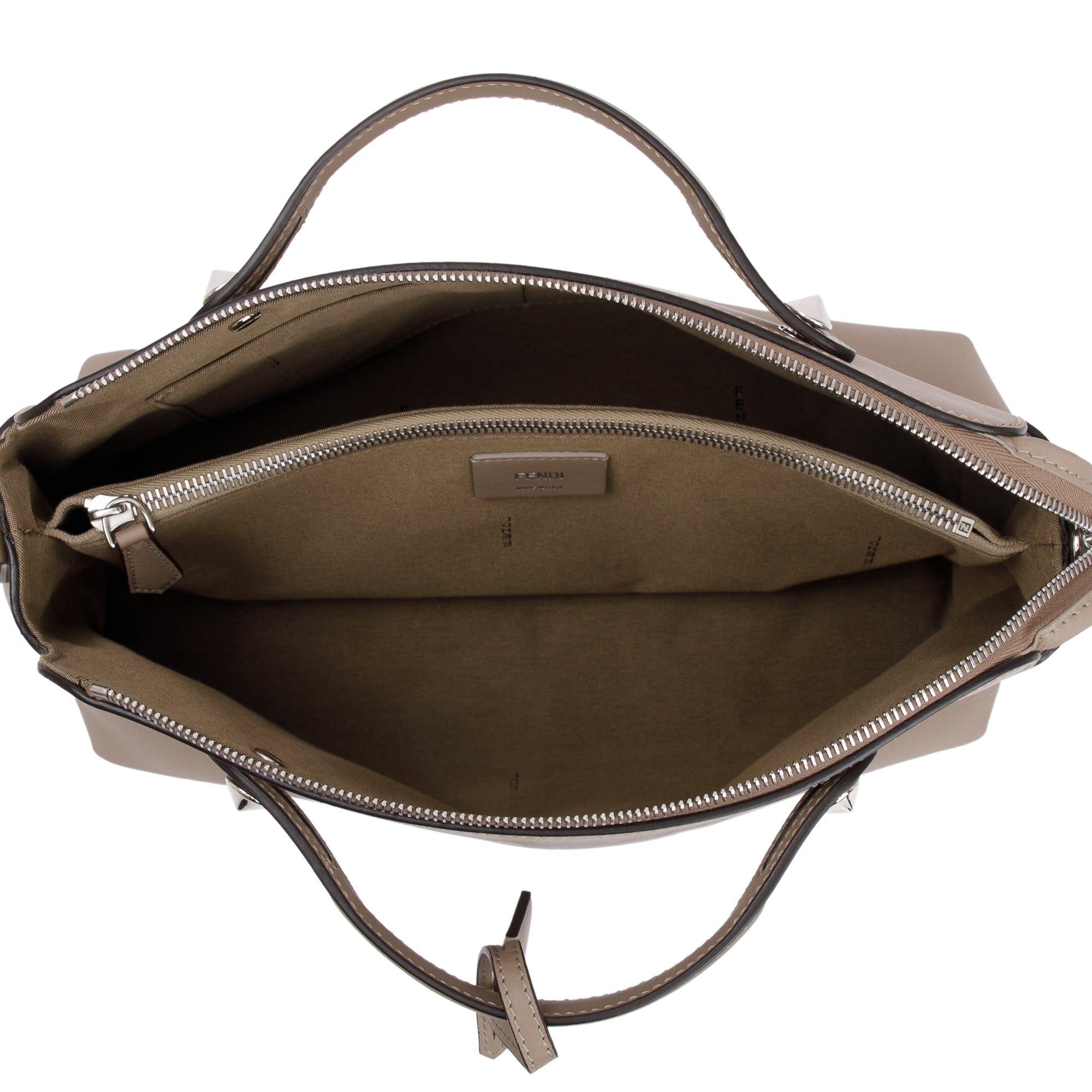 Fendi Taupe Calfskin Leather Large By the Way Handle Bag w/ Strap