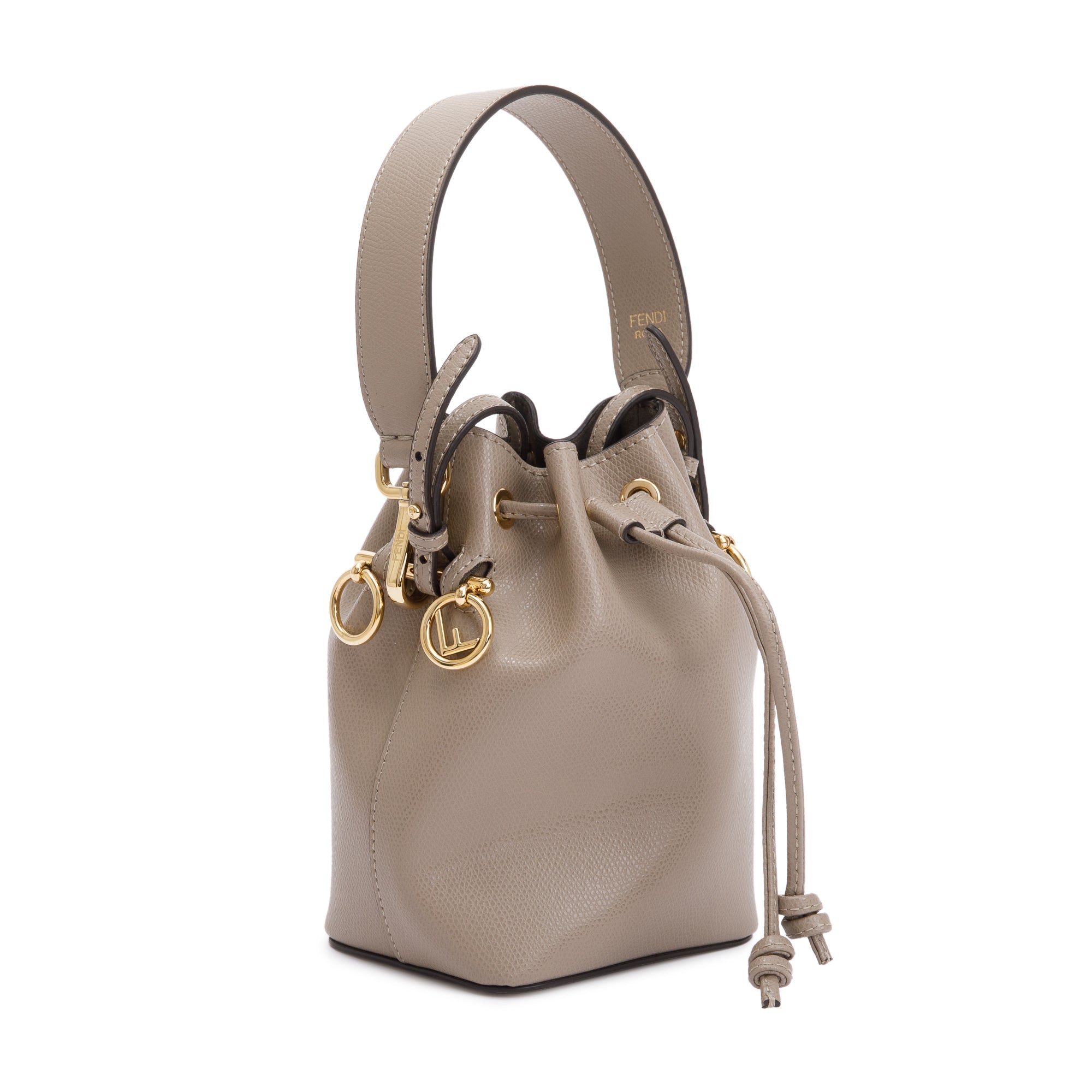 Fendi Taupe Calfskin Leather Mini Mon Tresor Bucket Bag w/ Strap & Box