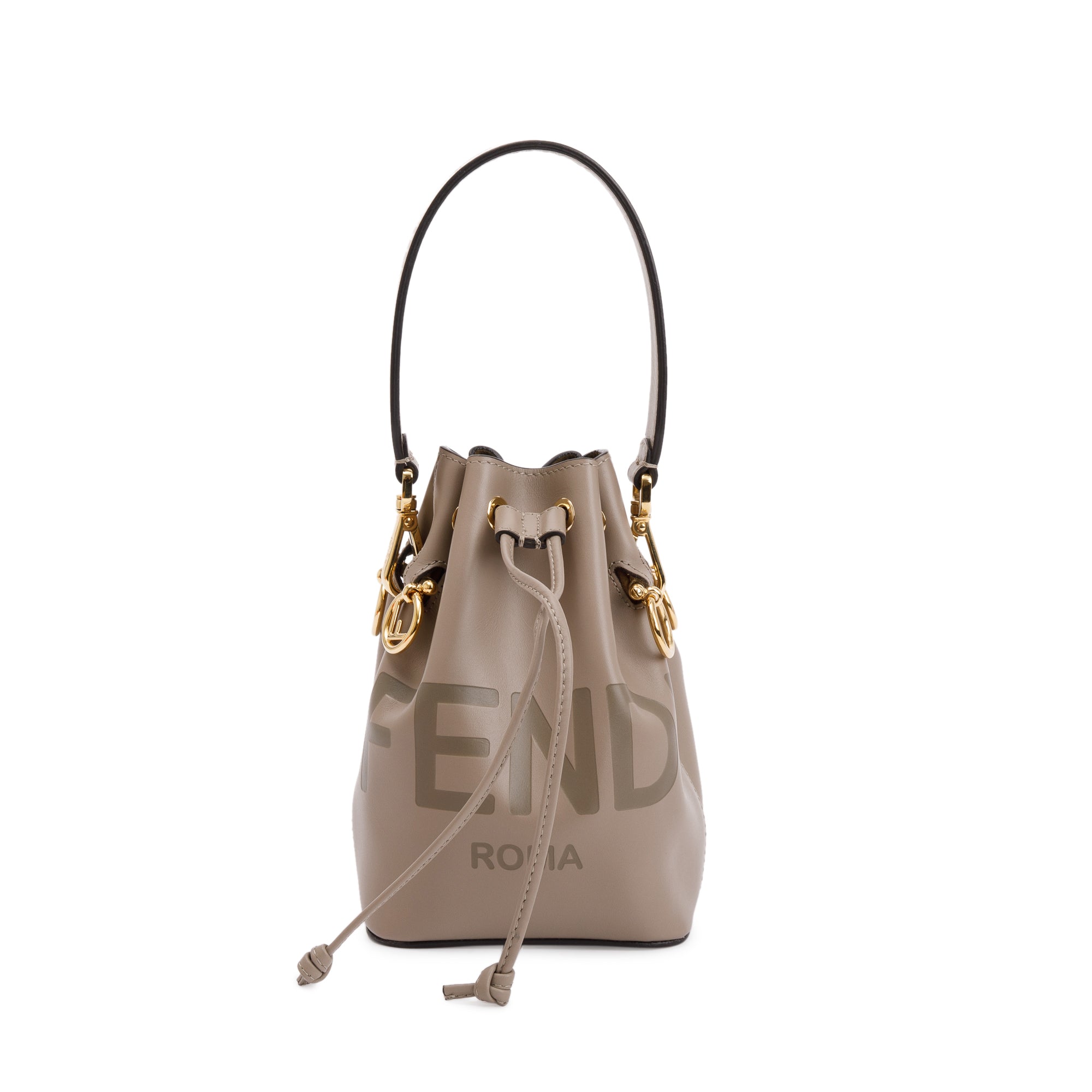 Fendi Taupe Calskin Leather Mini Mon Tresor Bucket Bag w/ Straps & Box