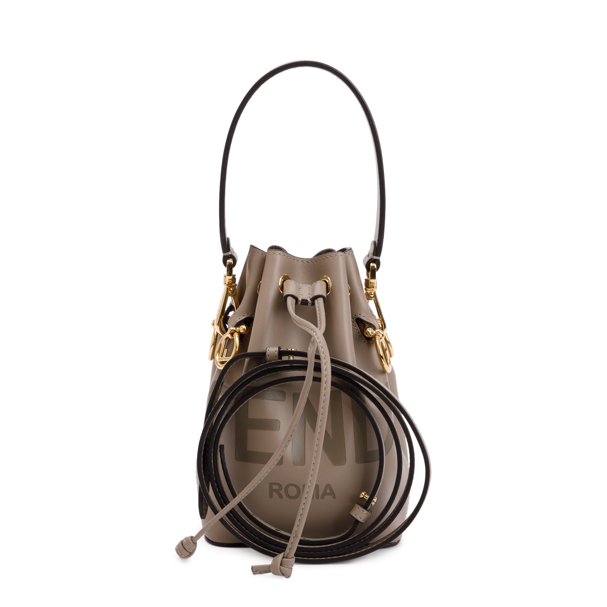 Fendi Taupe Calskin Leather Mini Mon Tresor Bucket Bag w/ Straps & Box