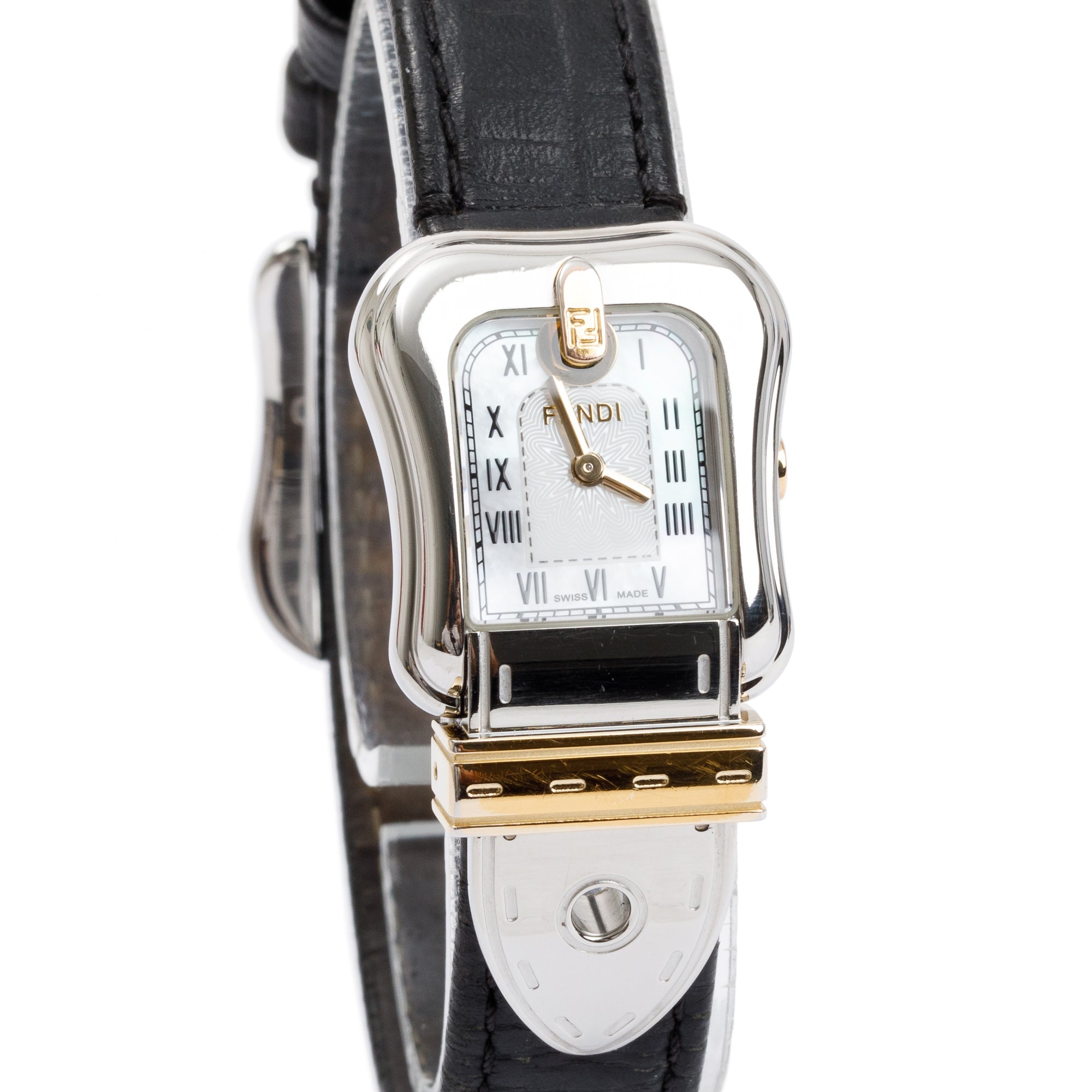 Fendi Two-Tone Stainless Steel B. Buckle 3800L Watch w/ Box & Papers