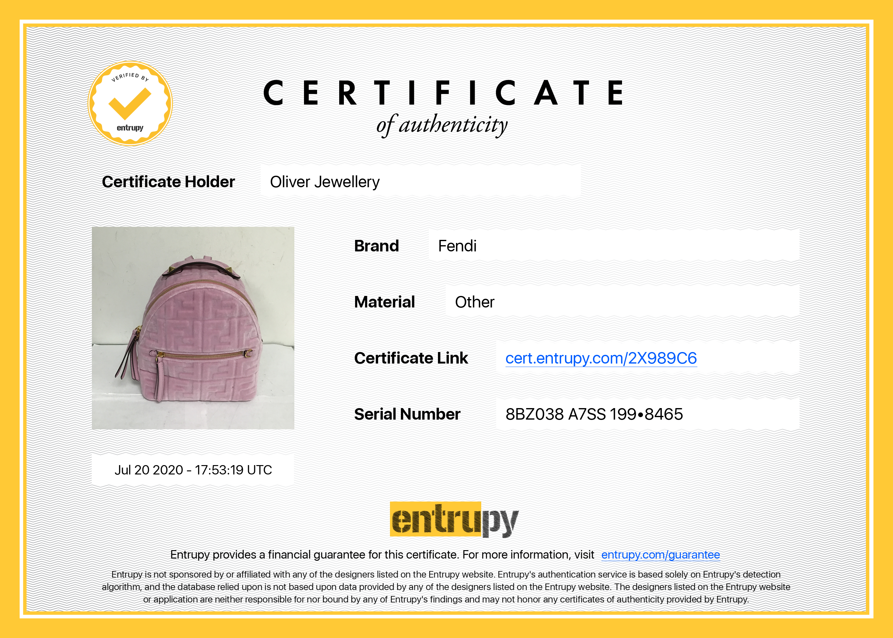 Fendi Velvet Mini Backpack