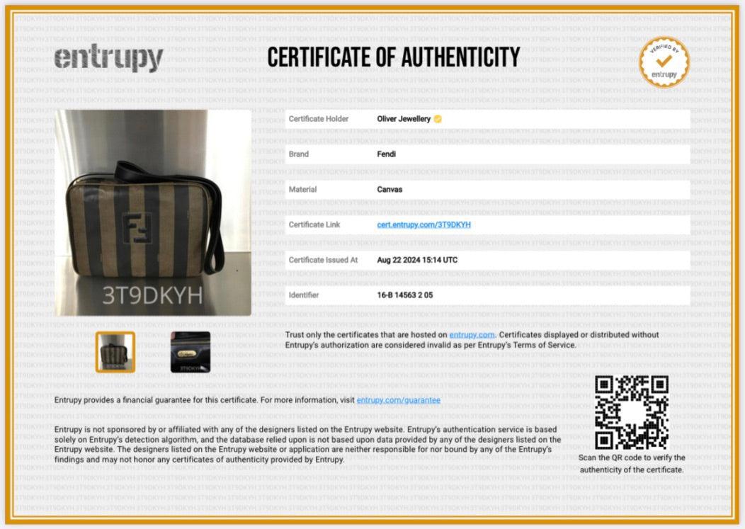 Fendi Vintage Brown Pequin Coated Canvas Crossbody Bag