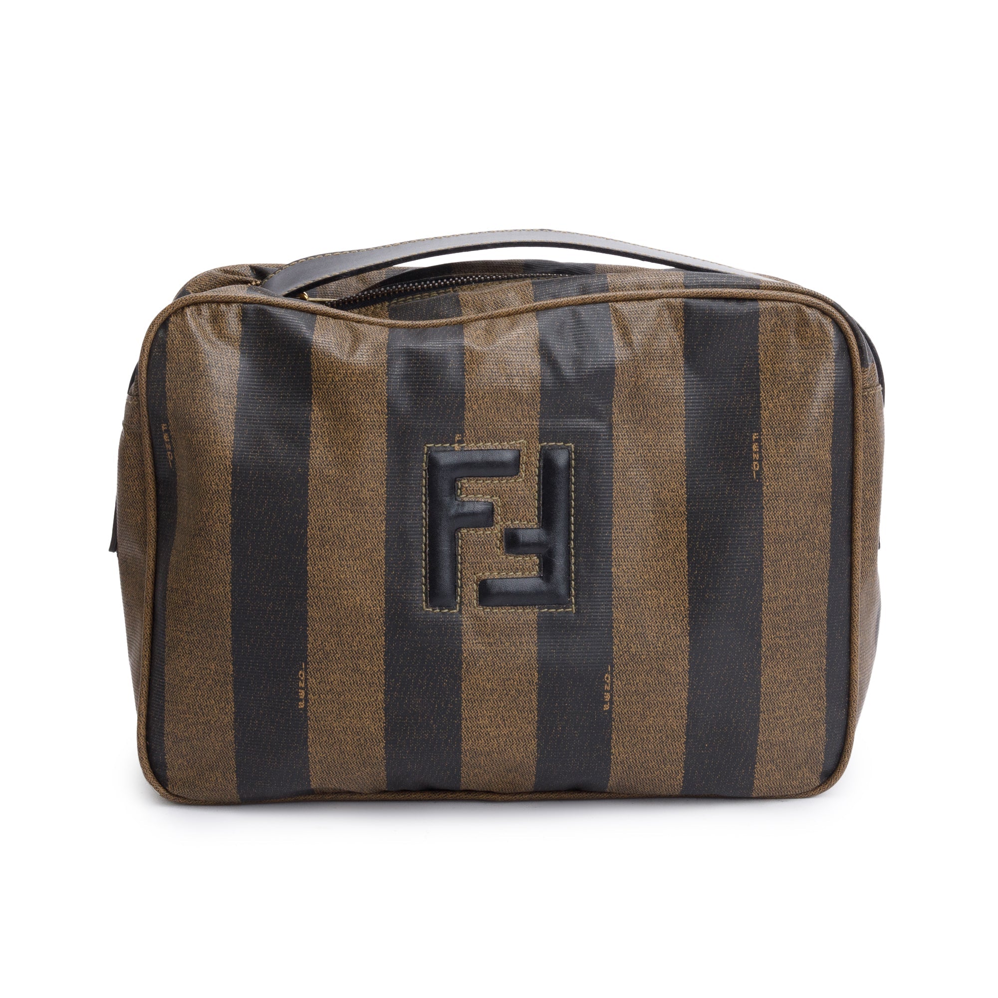Fendi Vintage Brown Pequin Coated Canvas Crossbody Bag