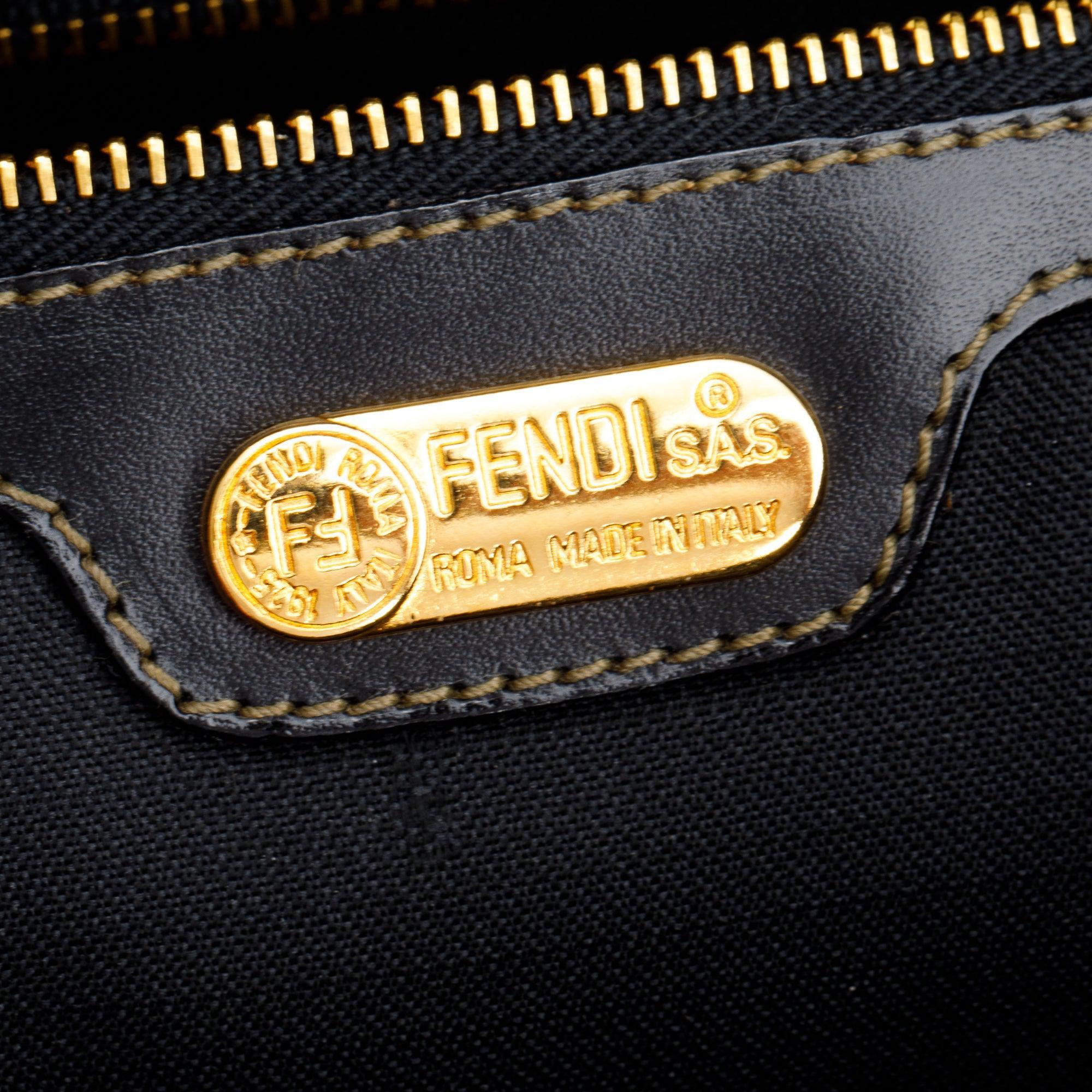 Fendi Vintage Brown Pequin Coated Canvas Crossbody Bag