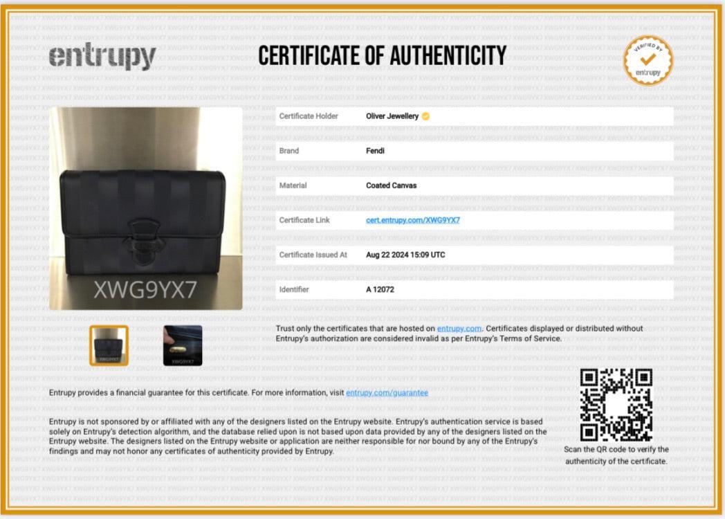 Fendi Vintage Navy Pequin Coated Canvas Crossbody Bag