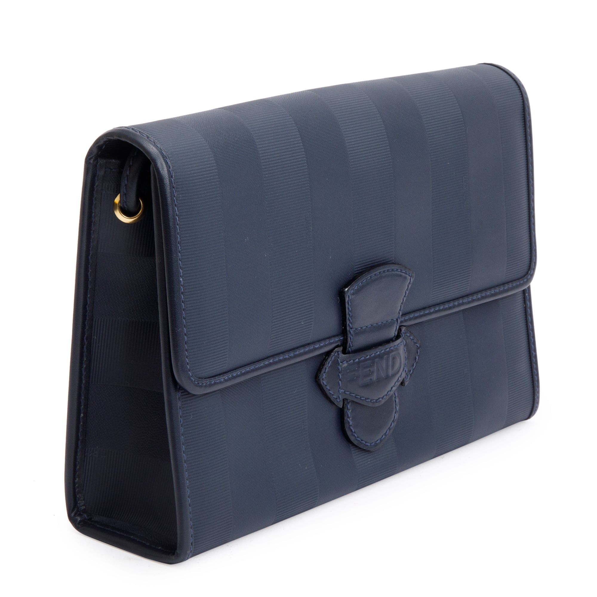 Fendi Vintage Navy Pequin Coated Canvas Crossbody Bag