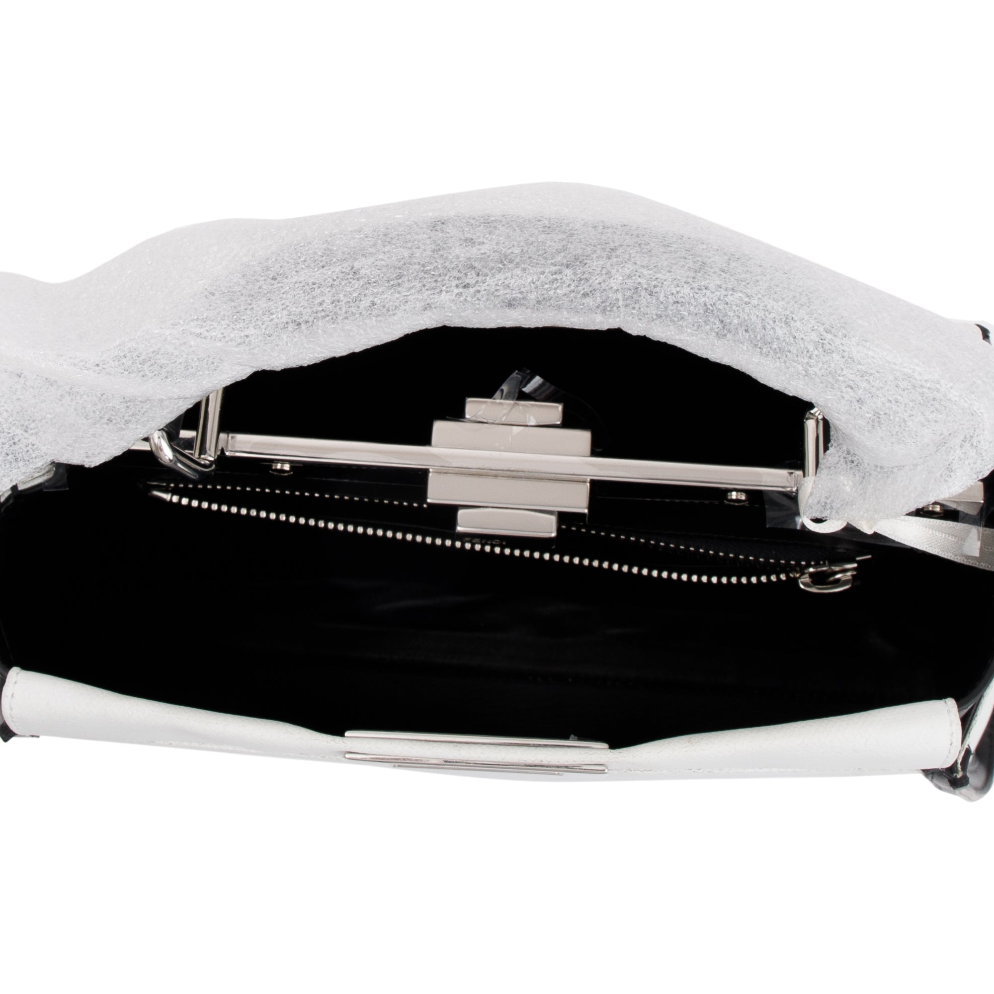 Fendi White & Black Canvas Calf Leather Medium Peekaboo Bag w/ Strap