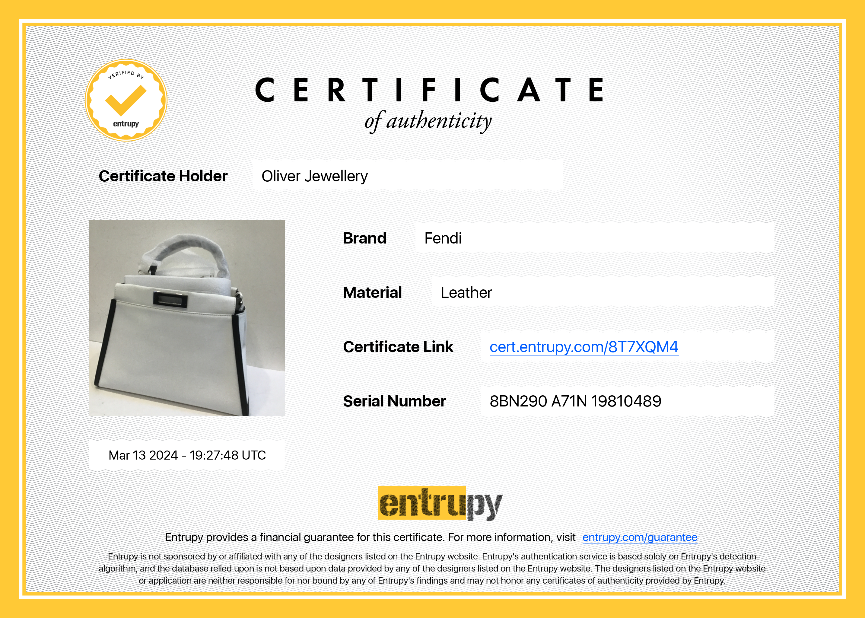 Fendi White & Black Canvas Calf Leather Medium Peekaboo Bag w/ Strap