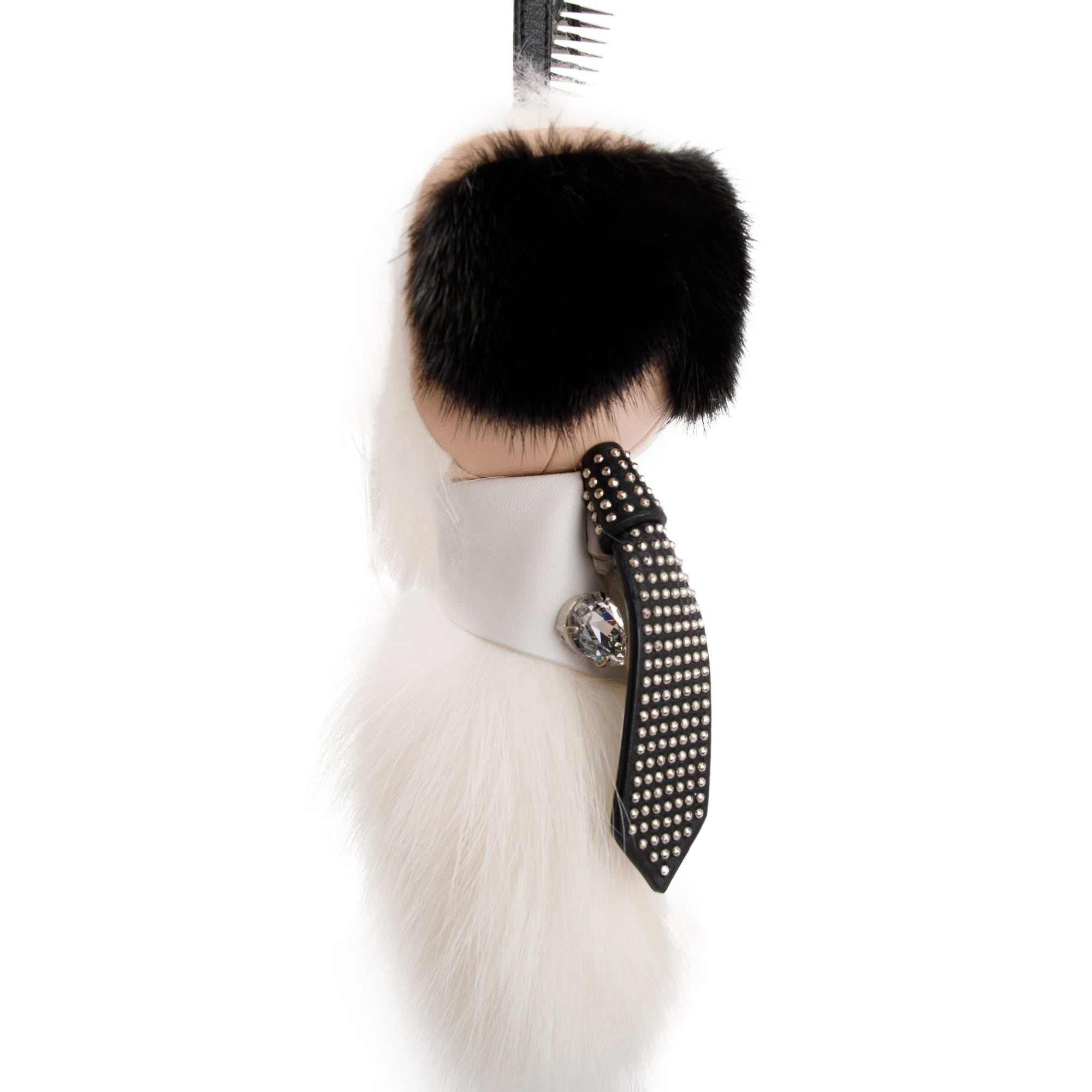 Fendi White Mink Fox Fur Mini Karlito Bag Charm w/ Box