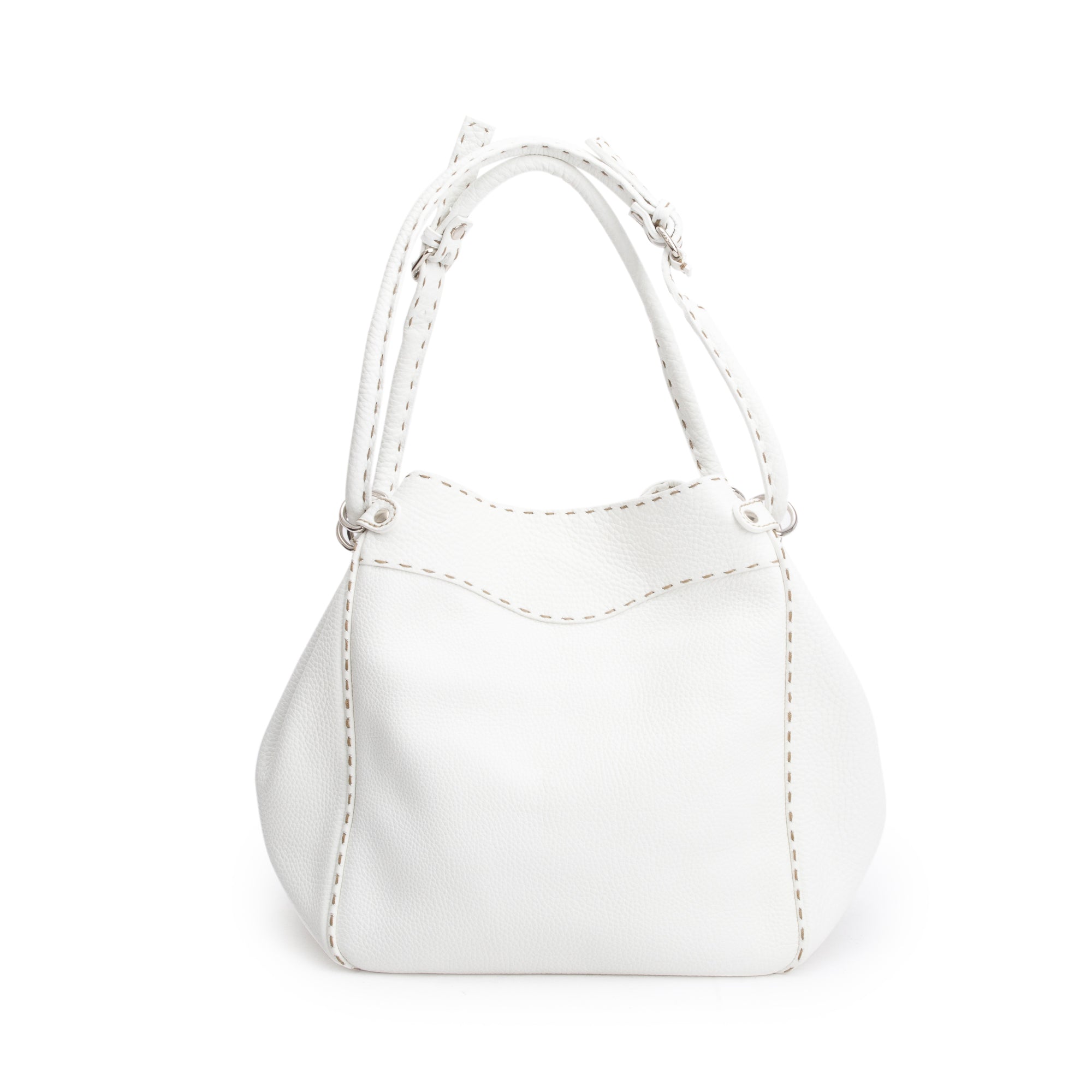 Fendi White Selleria Leather Bucket Bag