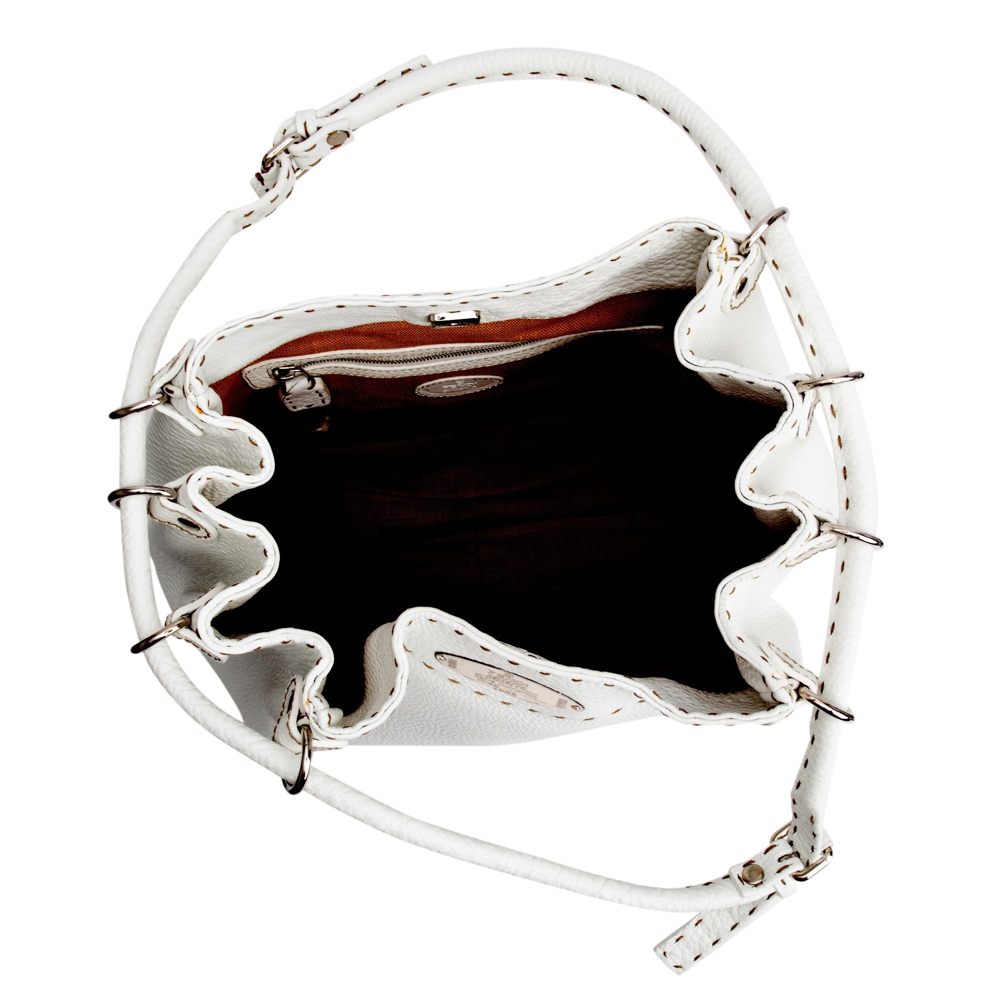 Fendi White Selleria Leather Bucket Bag