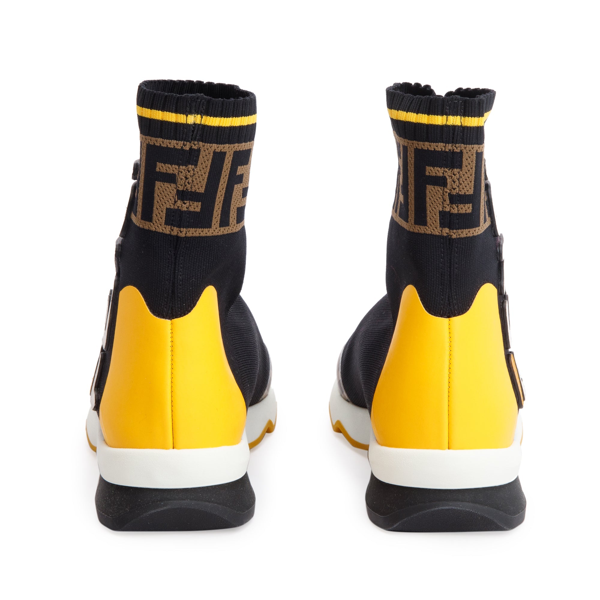 Fendi X Fila Black Multicolor Stretch Knit Calfskin Mania Sock Sneakers, Size 39 w/ Box & Receipt