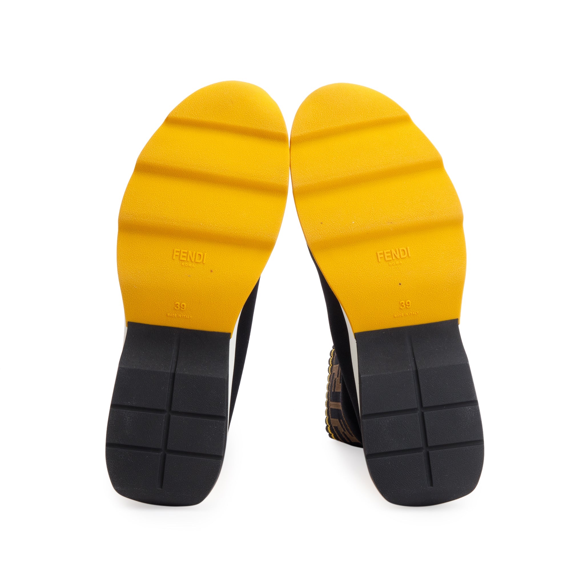 Fendi X Fila Black Multicolor Stretch Knit Calfskin Mania Sock Sneakers, Size 39 w/ Box & Receipt