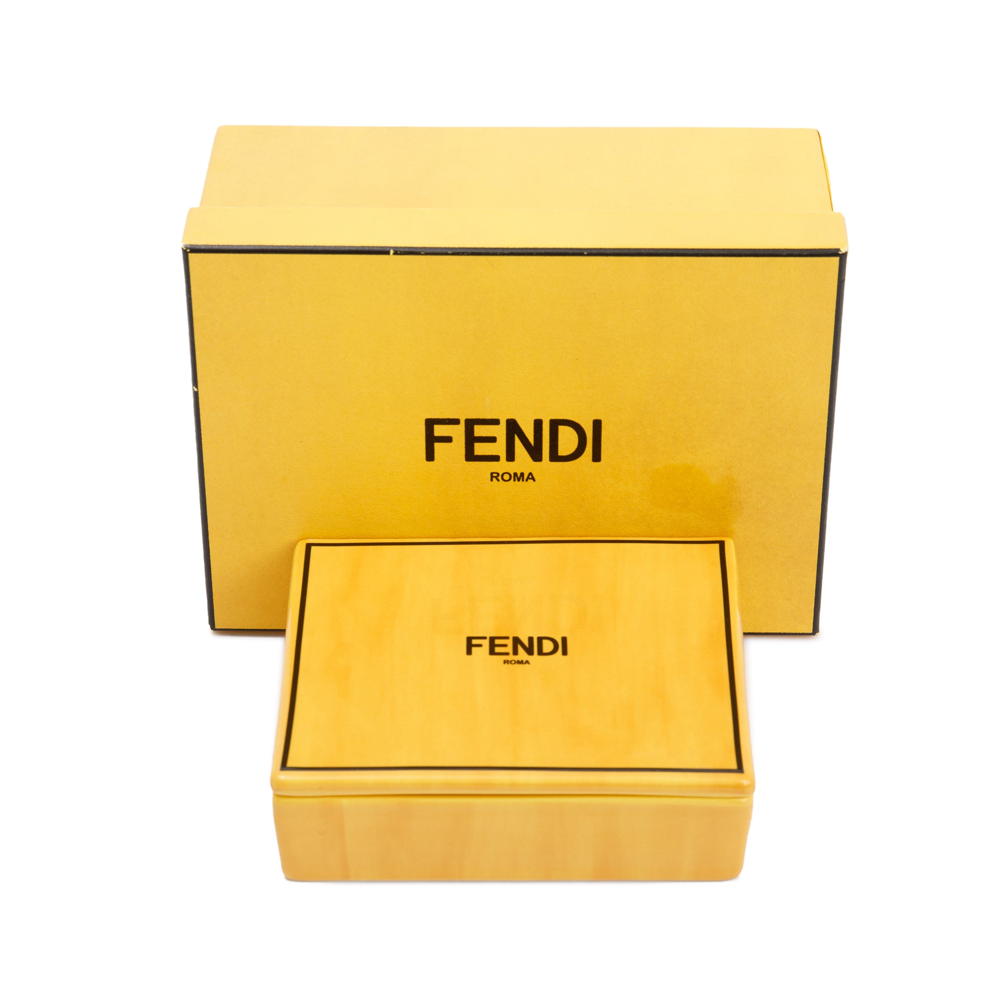 Fendi Yellow Ceramic Covered Box w/ Box