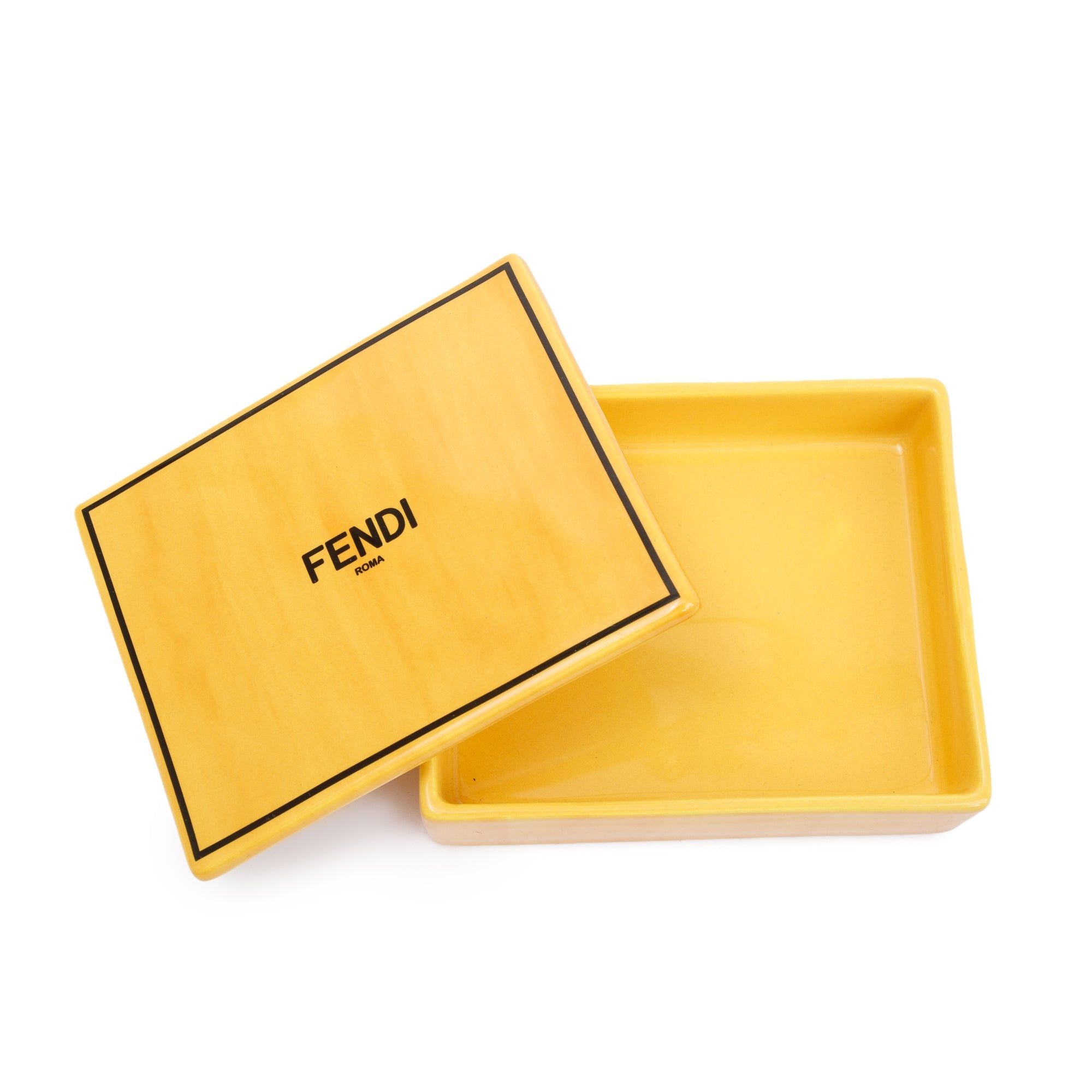 Fendi Yellow Ceramic Covered Box w/ Box