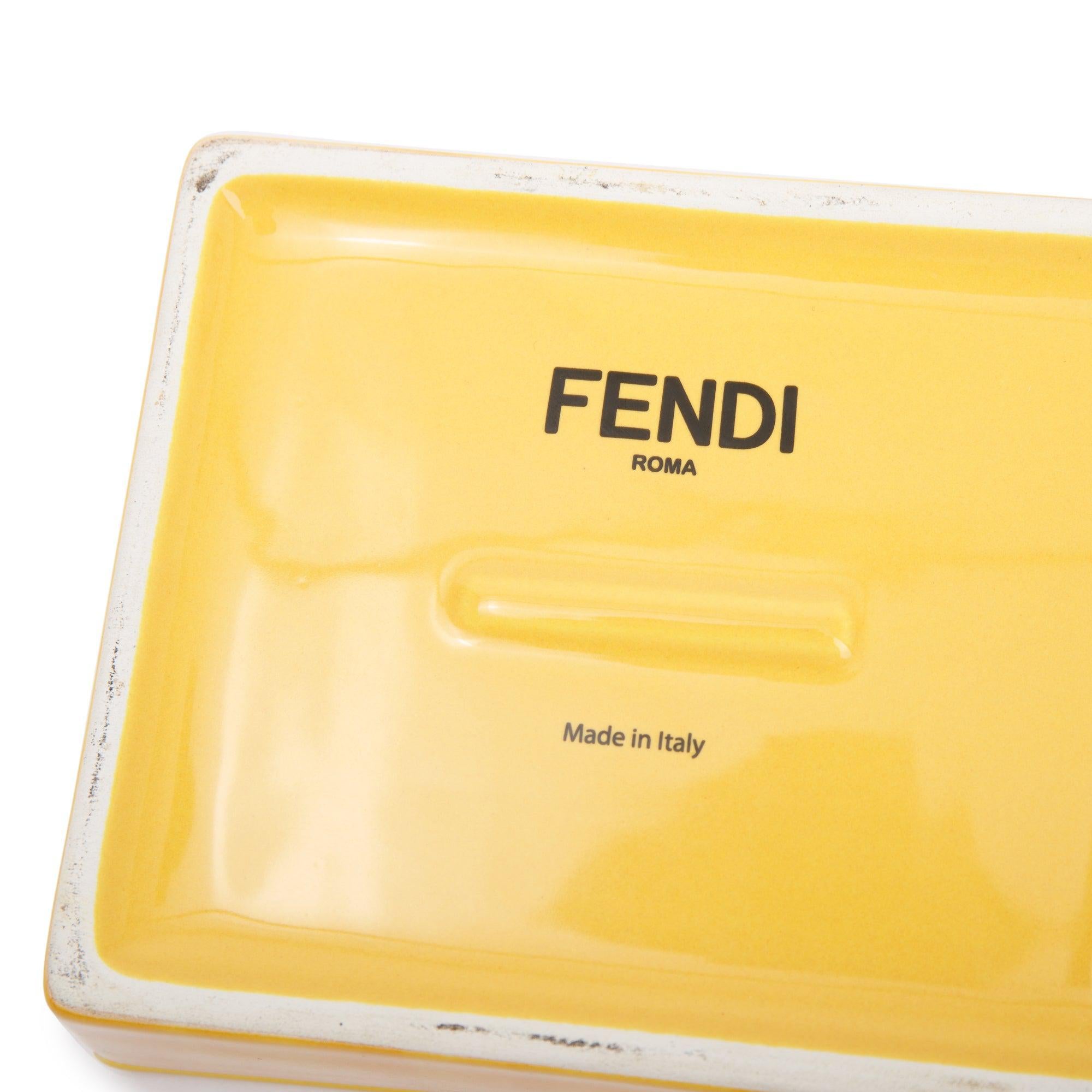 Fendi Yellow Ceramic Covered Box w/ Box