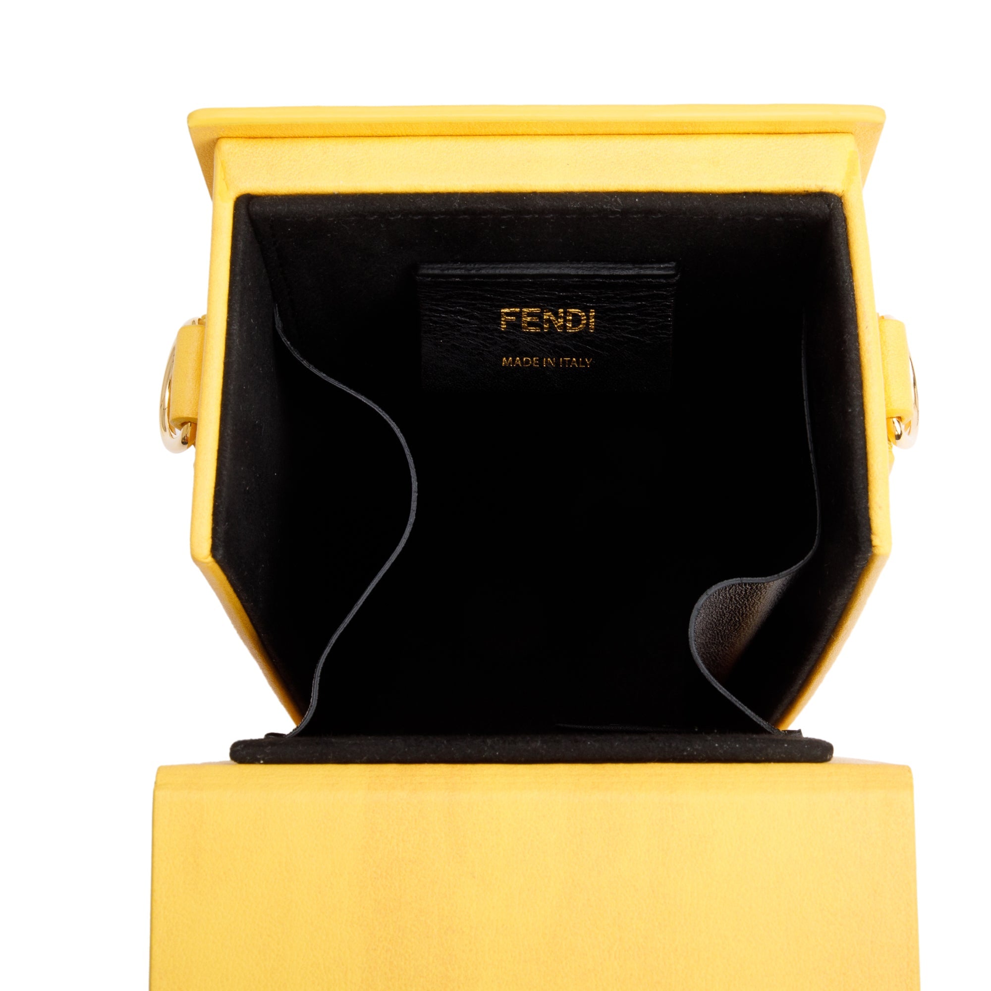 Fendi Yellow Vitello Leather Vertical Box Shoulder Bag w/ Strap