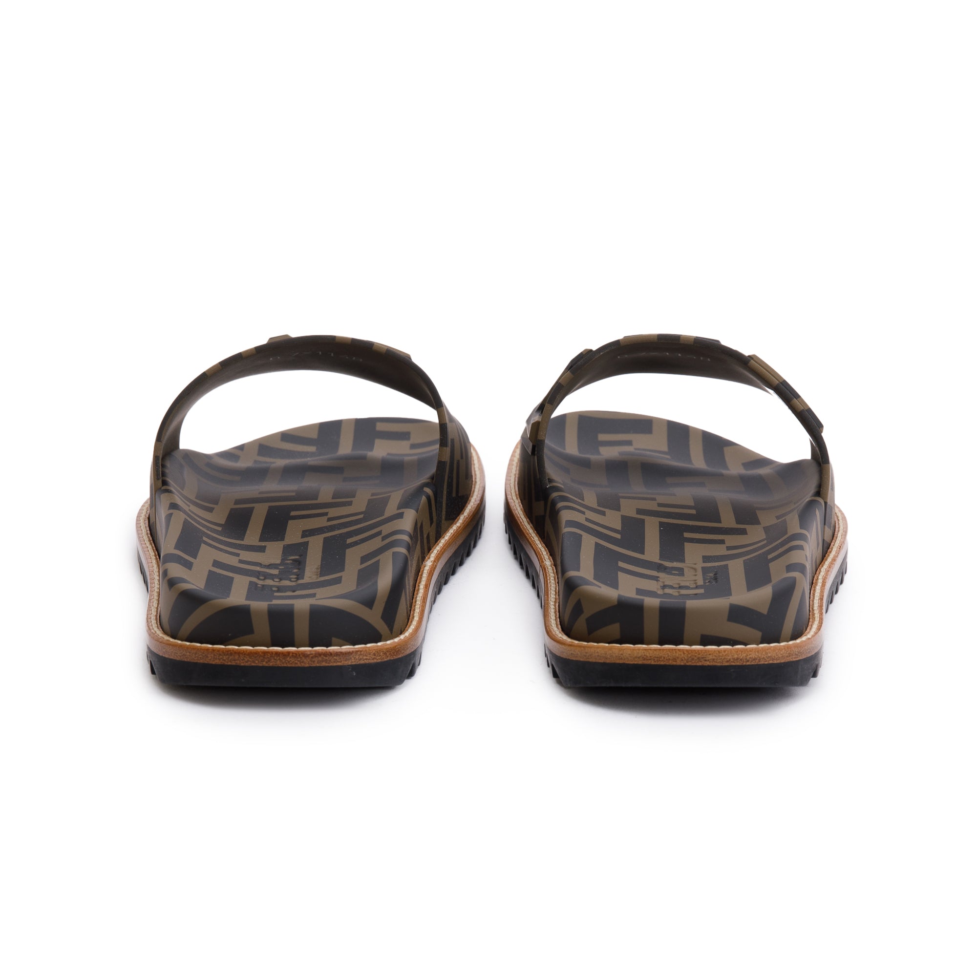 Fendi Zucca FF Logo Rubber Slides, Size 6 w/ Box