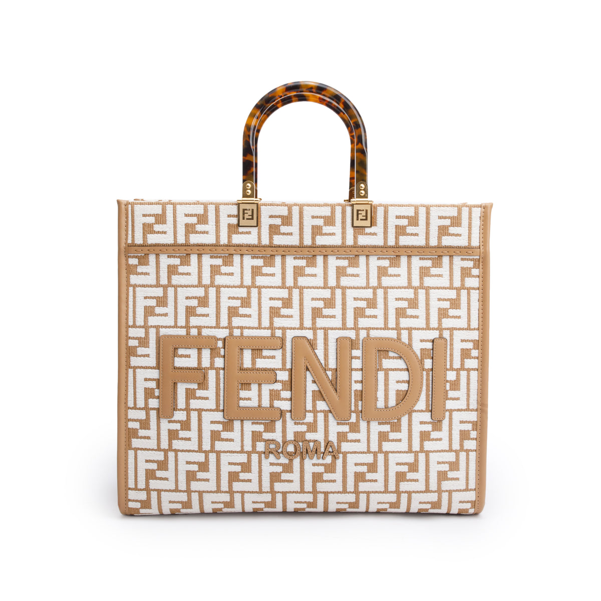 Fendi Beige Zucca FF Raffia Medium Sunshine Tote Bag w/ Strap – OLIVER'S