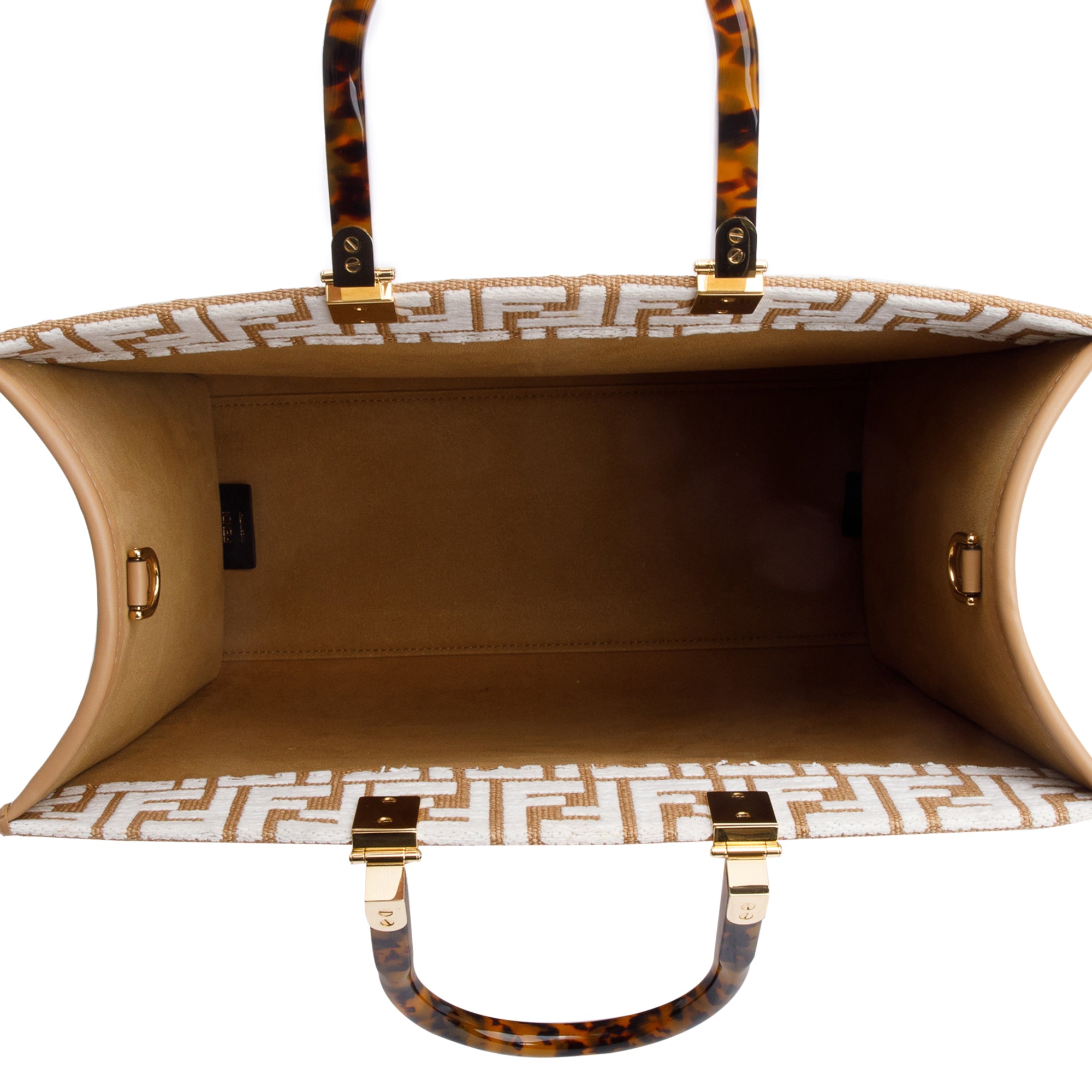 Fendi Beige Zucca FF Raffia Medium Sunshine Tote Bag w/ Strap