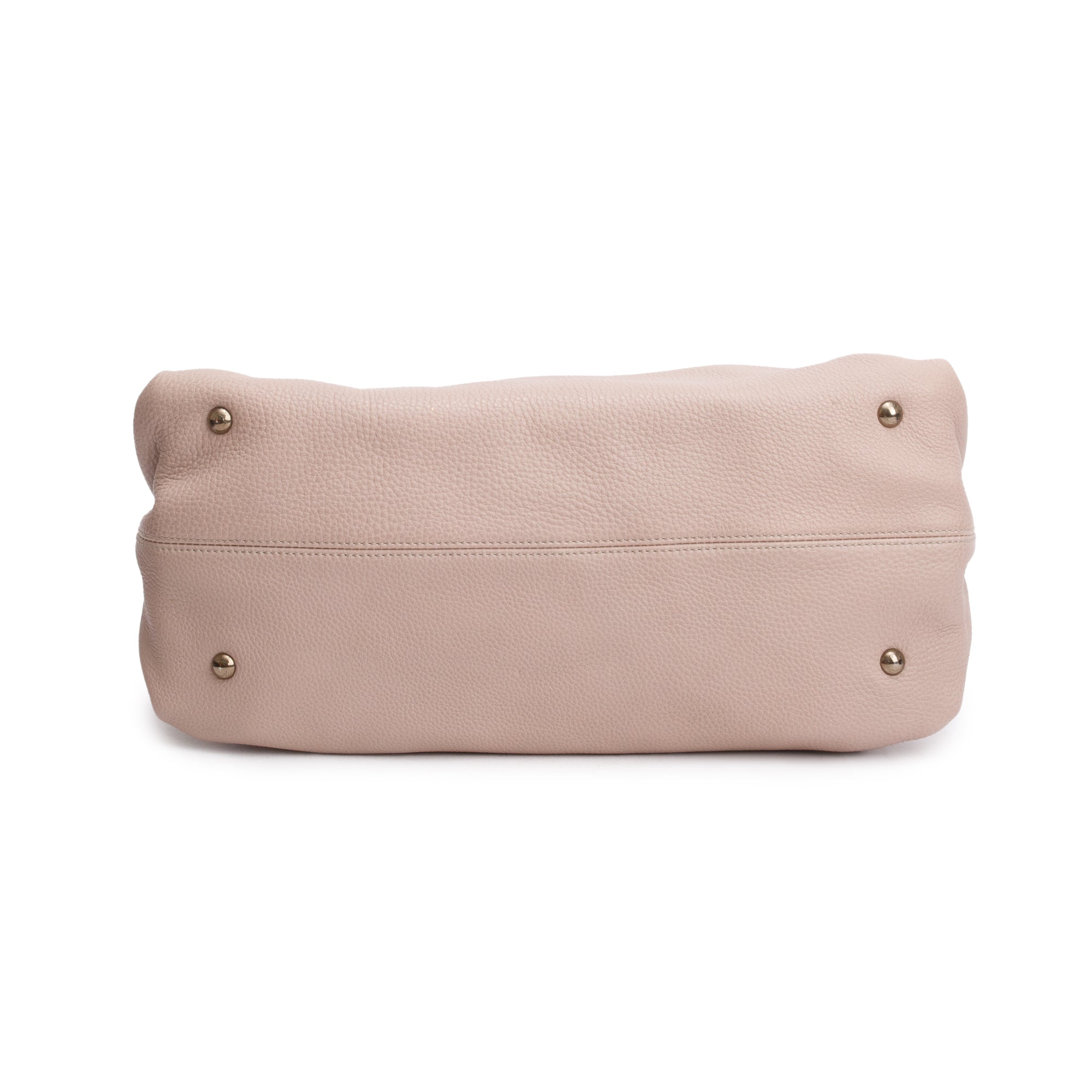 Ferragamo Beige Calfskin Leather Gancini Wrap Ring Foldover Shoulder Bag