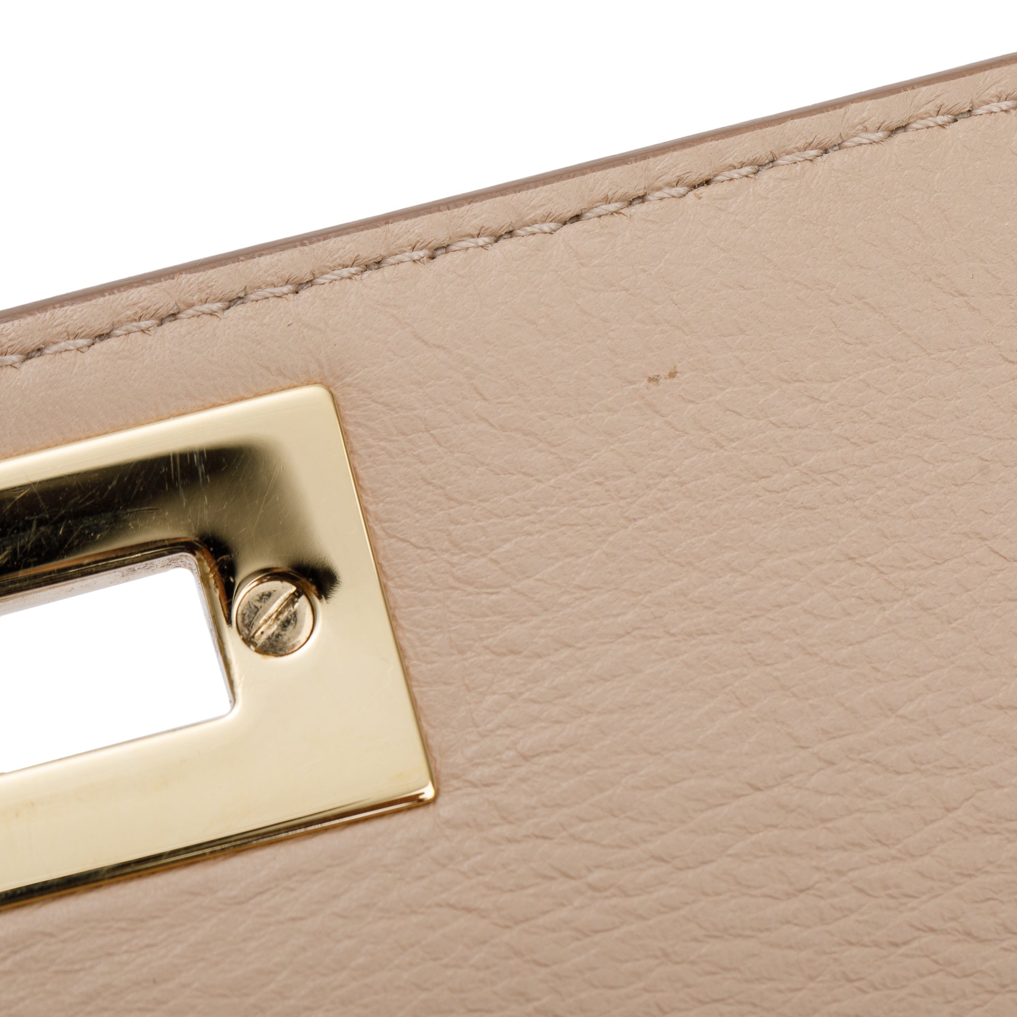 Ferragamo Beige Calfskin Leather Medium Sofia Satchel