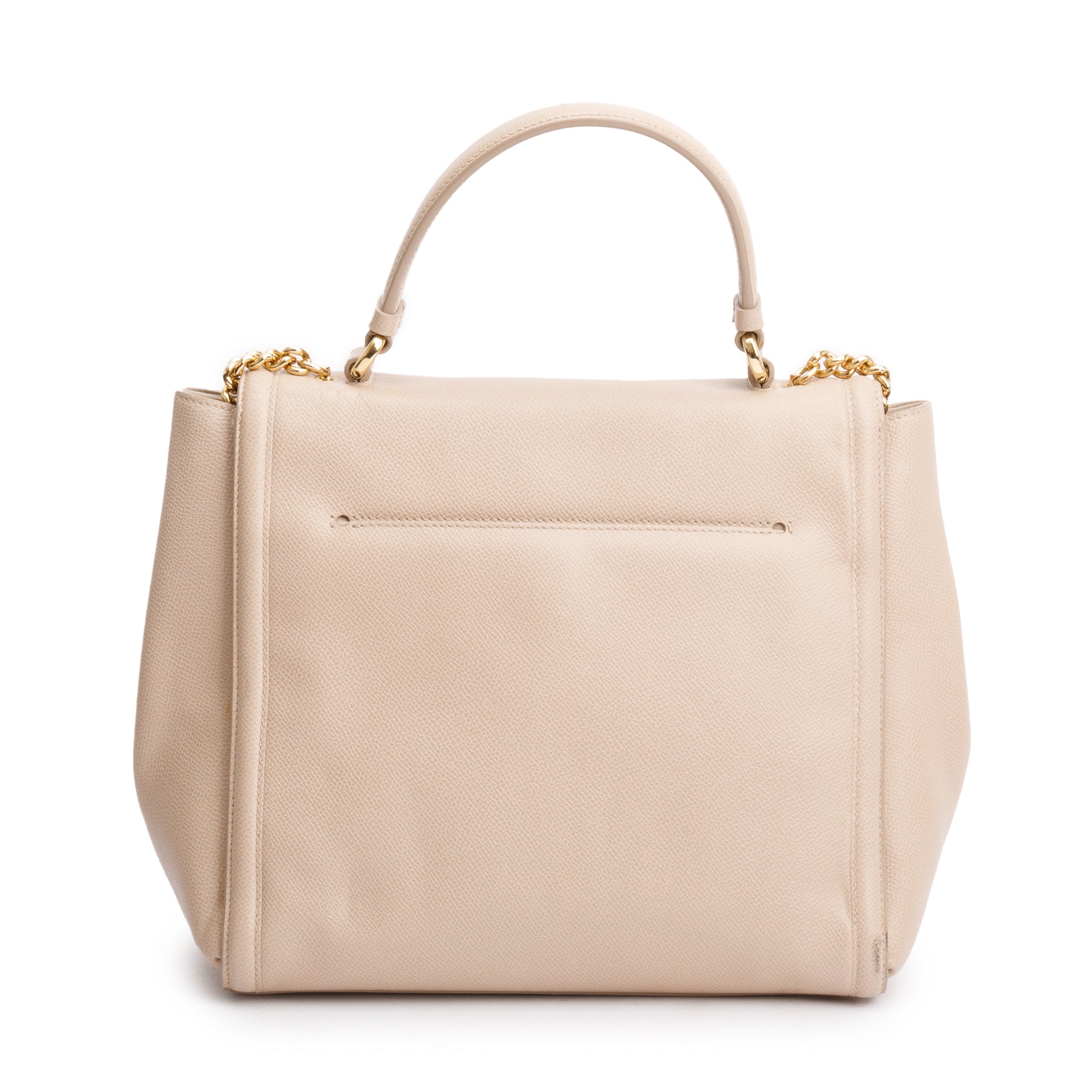 Ferragamo Beige Grained Leather Medium Carrie Vara Shoulder Bag