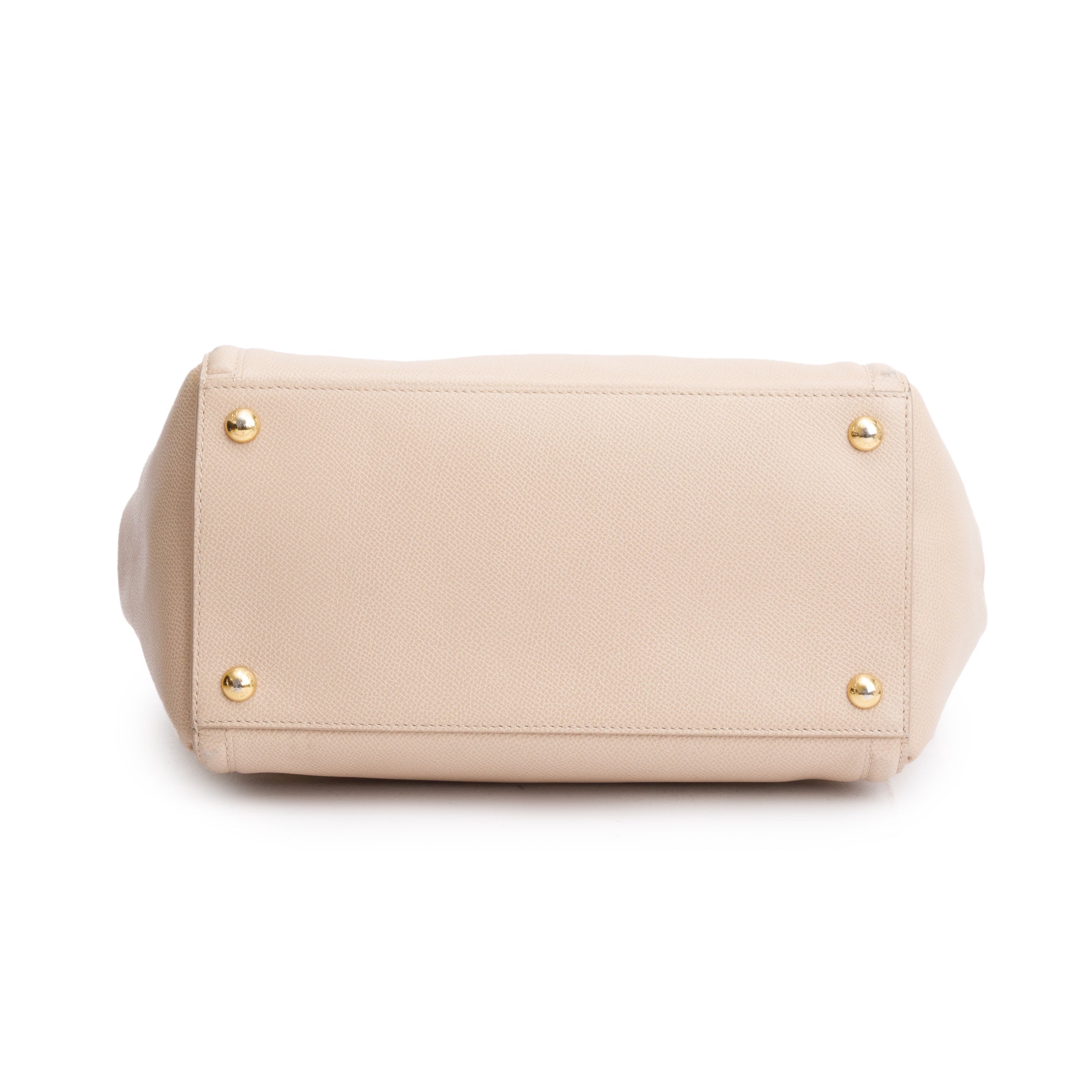 Ferragamo Beige Grained Leather Medium Carrie Vara Shoulder Bag