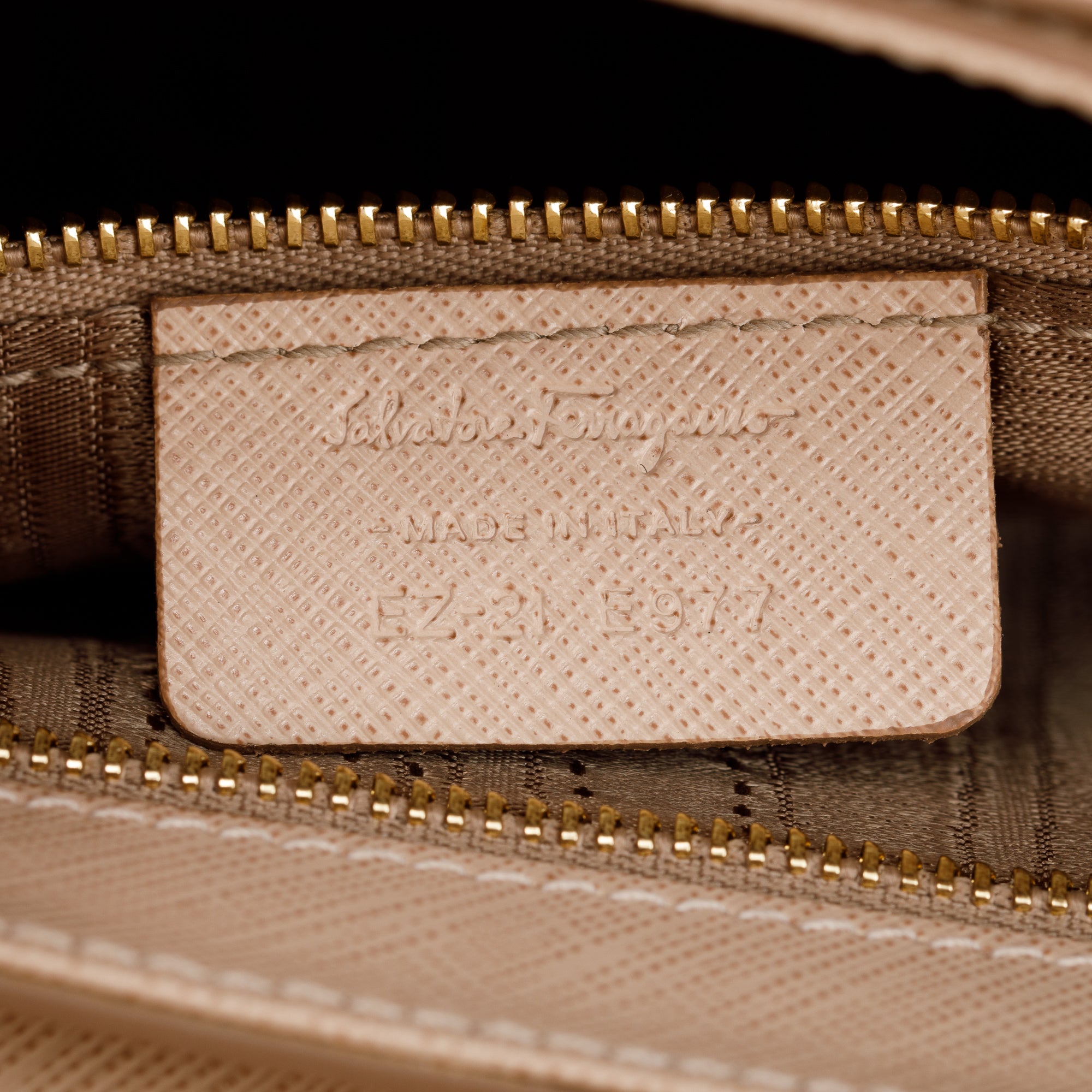 Ferragamo Beige Saffiano Leather Sandrine Shoulder Bag