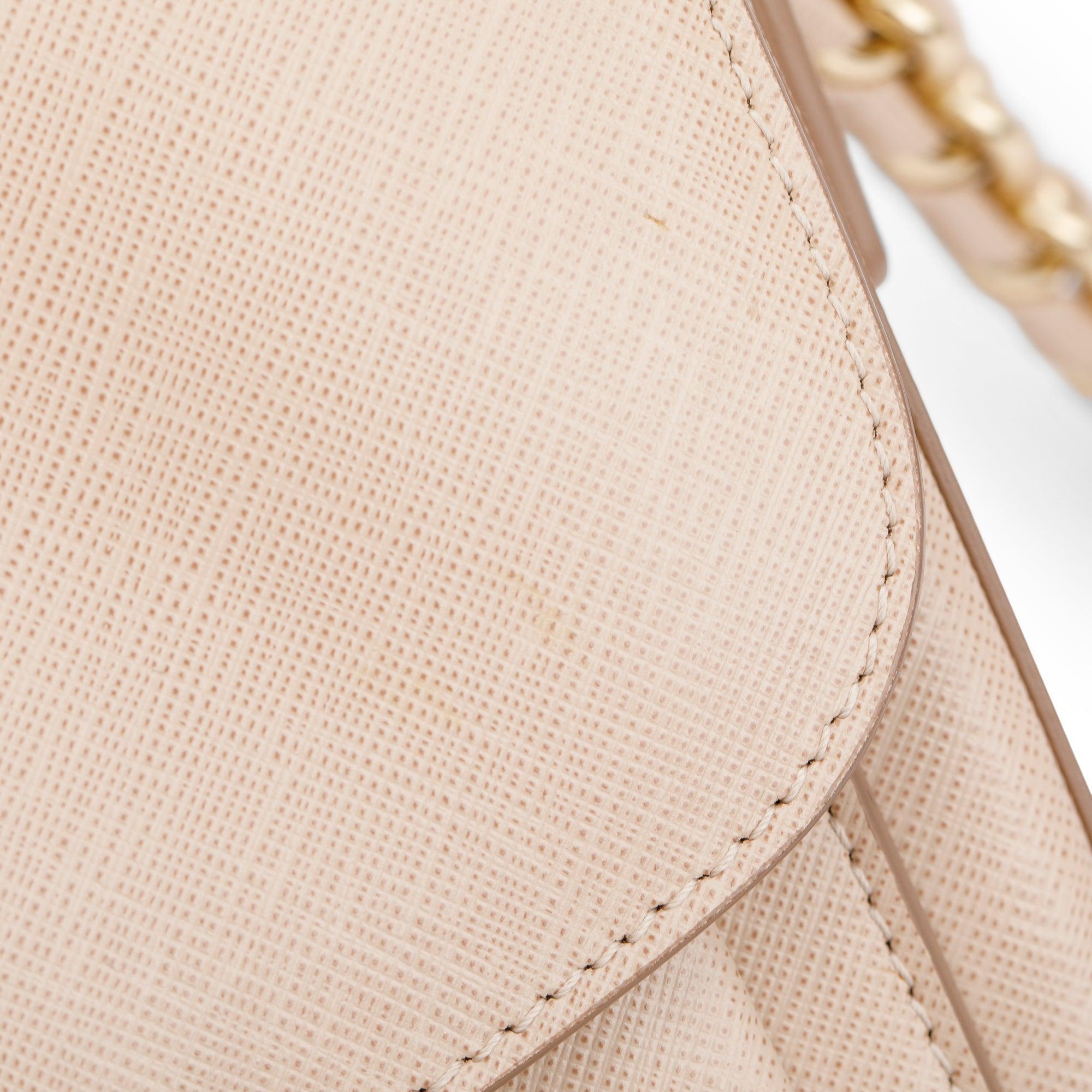 Ferragamo Beige Saffiano Leather Sandrine Shoulder Bag