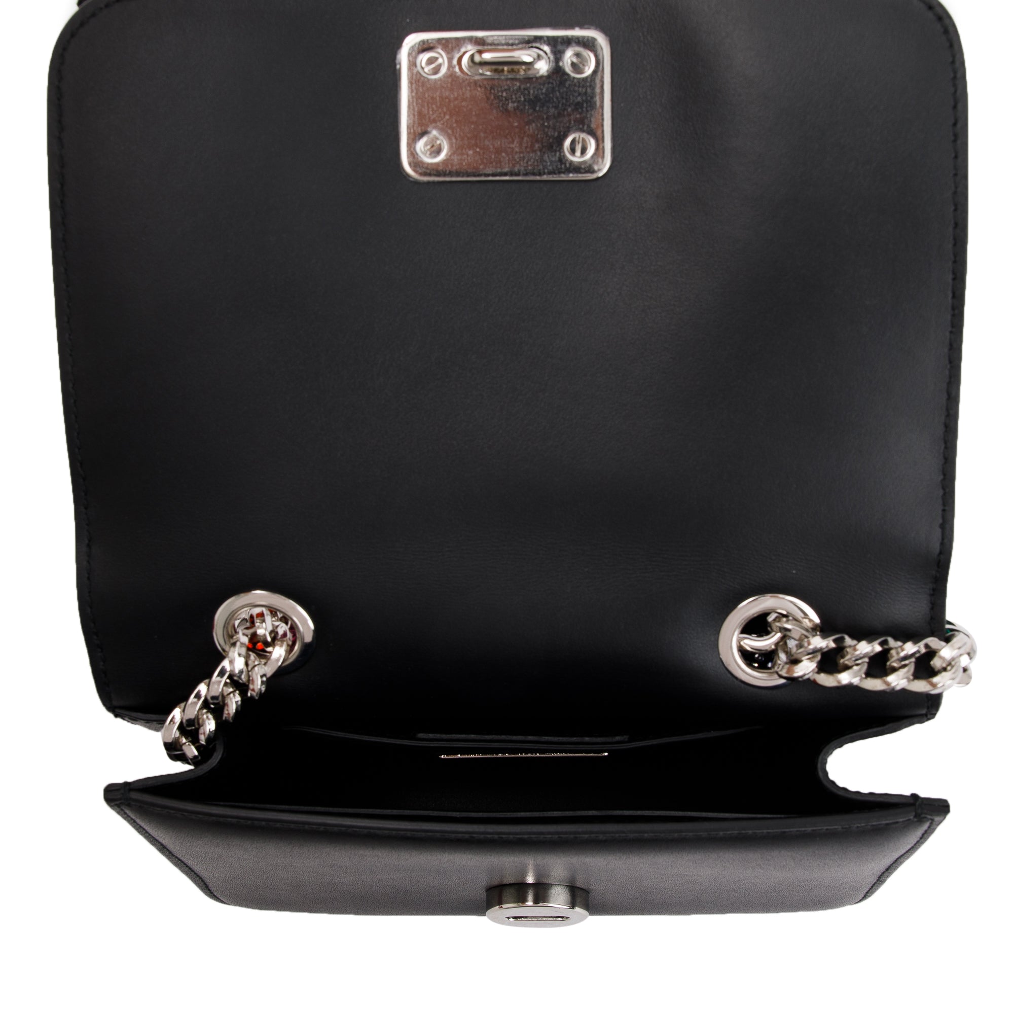 Ferragamo Black Calfskin Leather Crystal Embellished Mini Vara Rainbow Crossbody Bag w/ Box