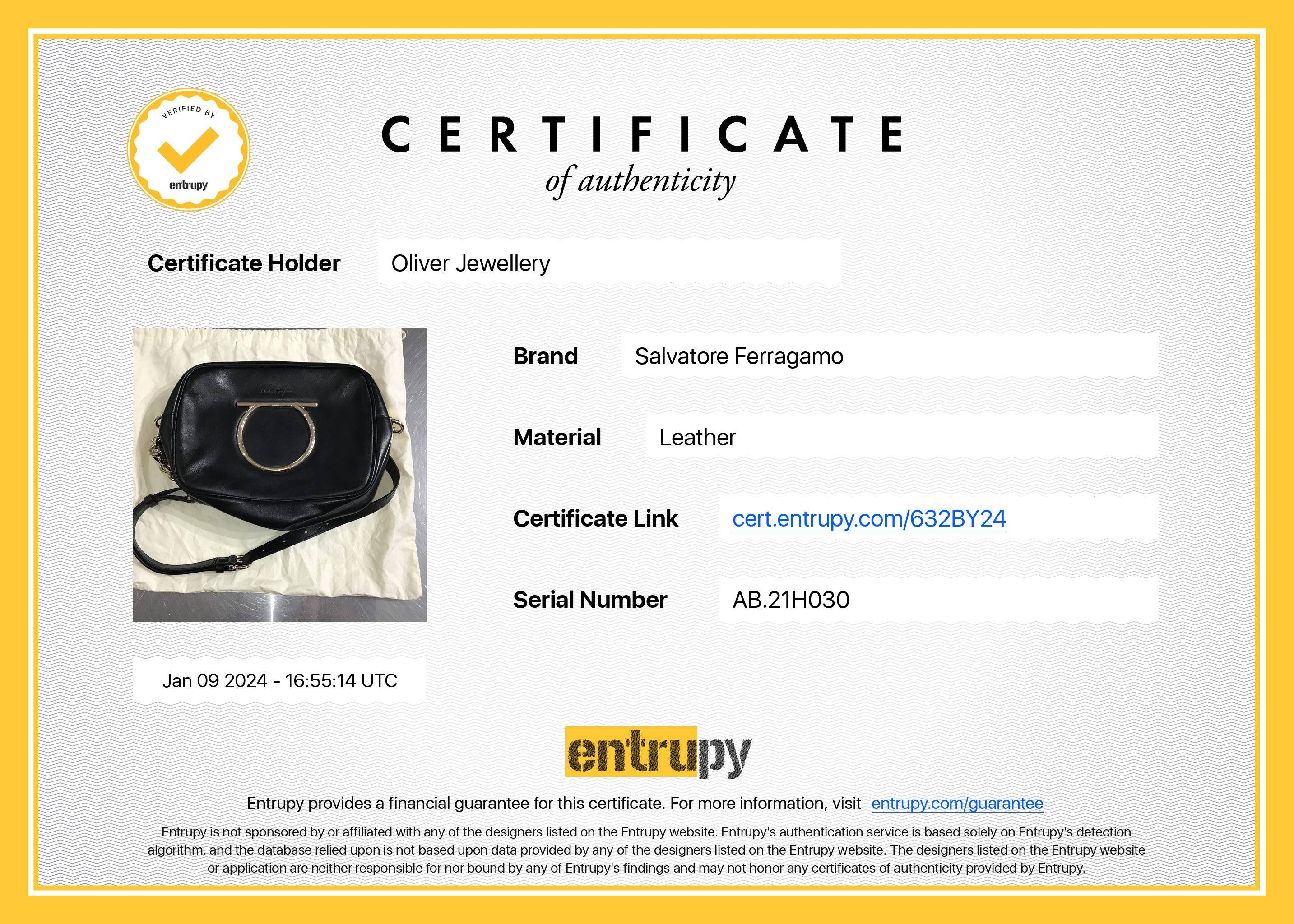 Ferragamo Black Calfskin Leather Gancio Vela Camera Crossbody Bag