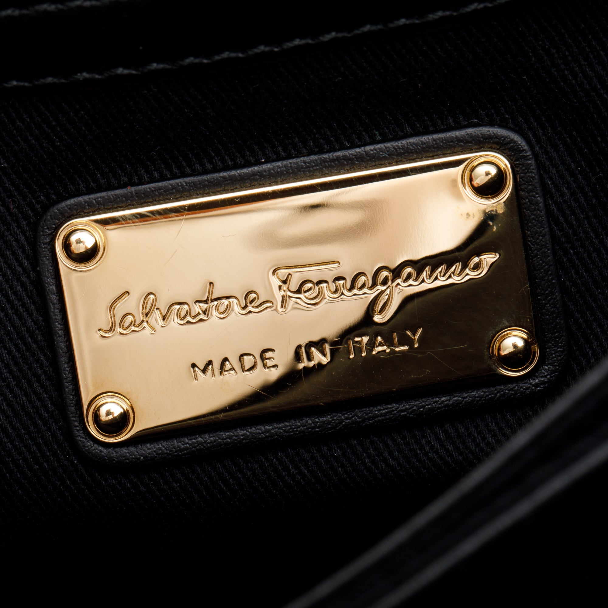 Ferragamo Black Calfskin Leather Lexi Shoulder Bag w/ Strap