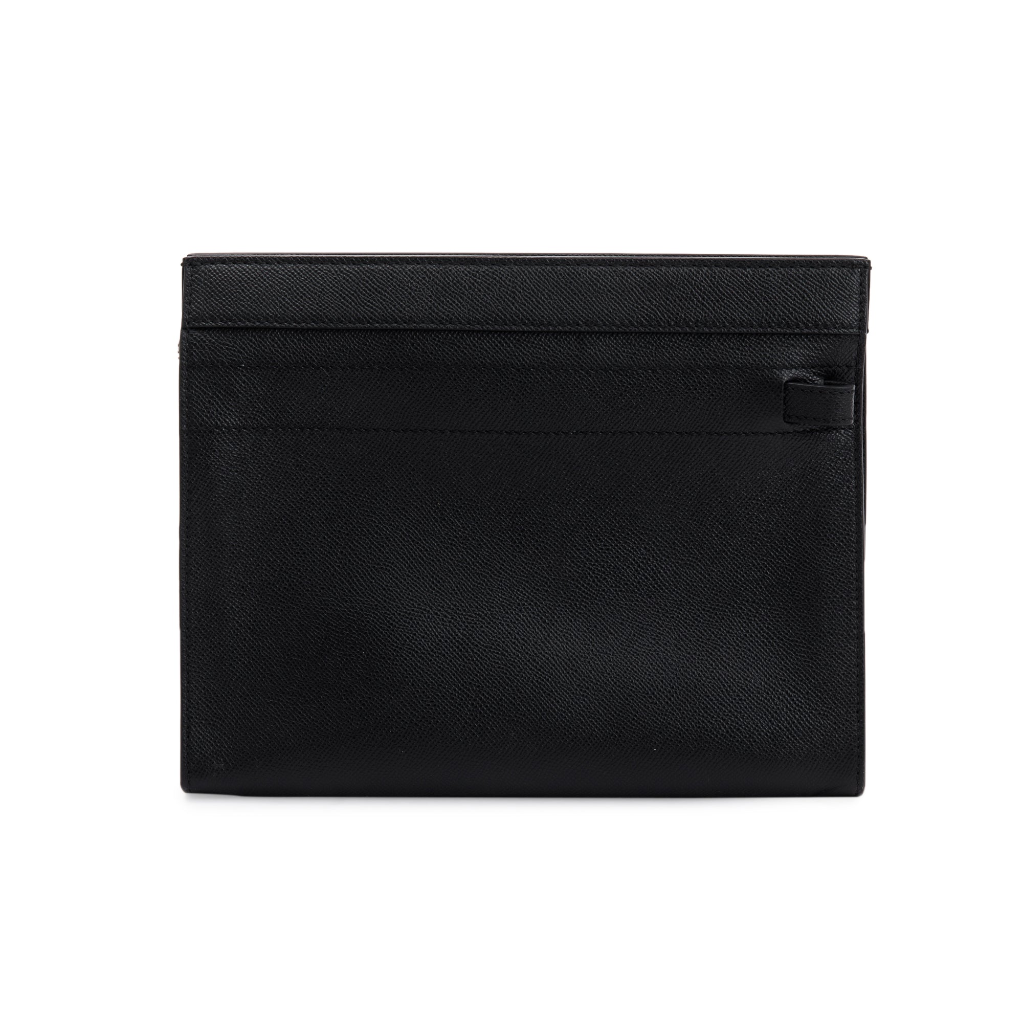 Ferragamo Black Calfskin Leather Portfolio Clutch Bag
