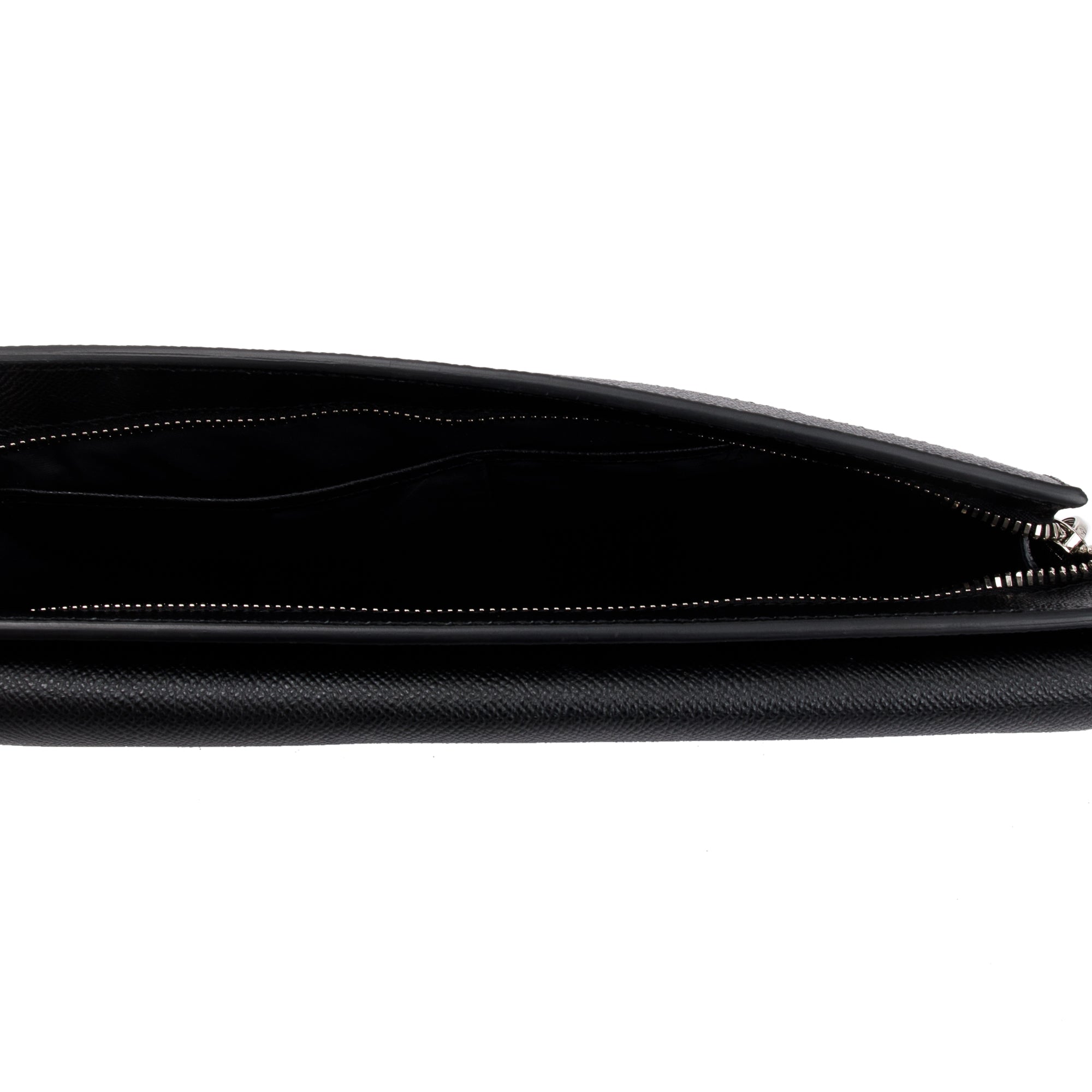 Ferragamo Black Calfskin Leather Portfolio Clutch Bag