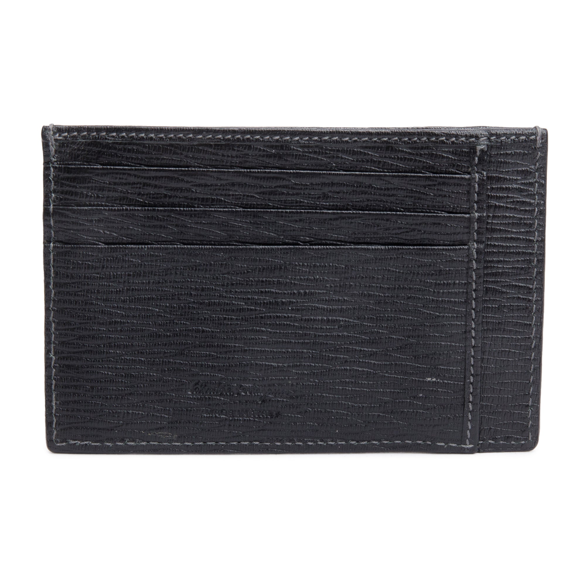 Ferragamo Black Calfskin Leather Revival Card Holder