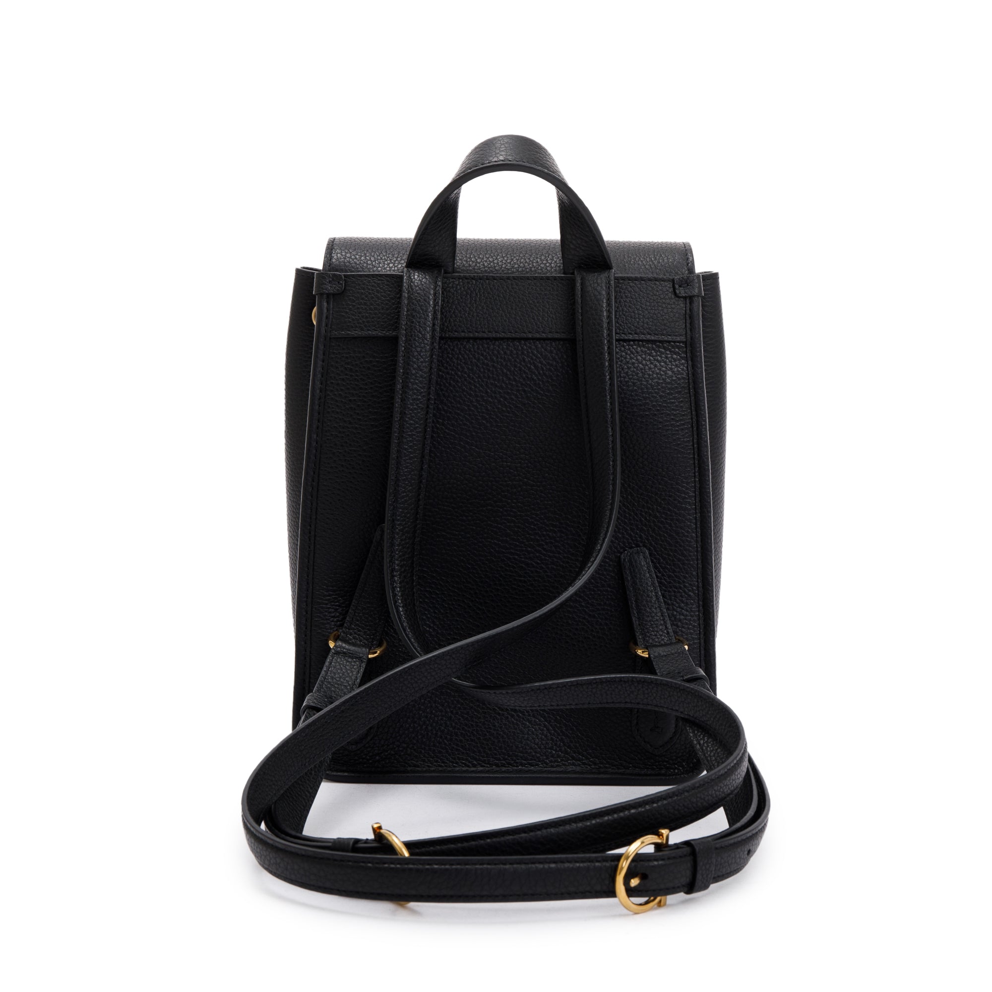 Ferragamo Black Calfskin Leather Small Gancini Backpack