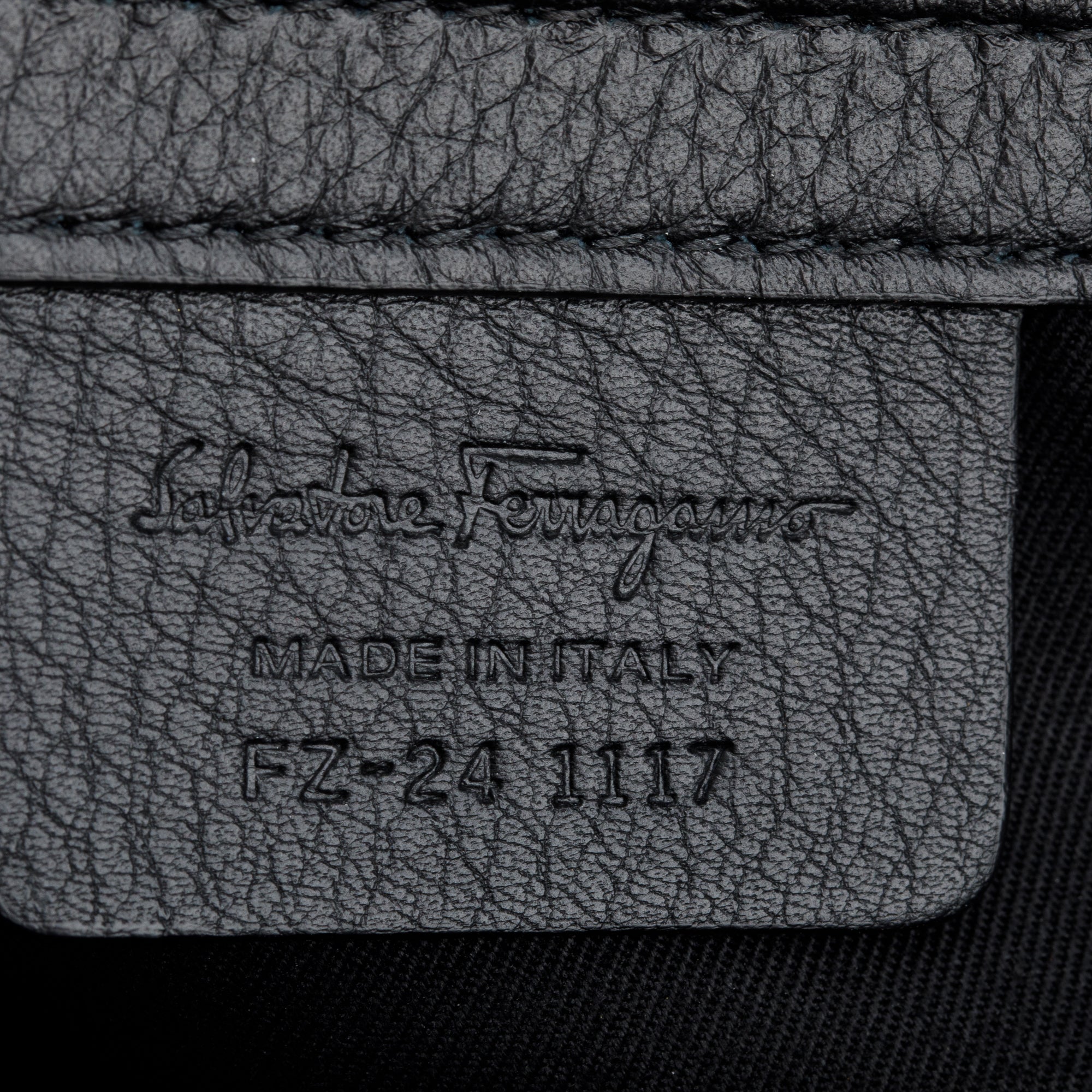 Ferragamo Black Gancini Embossed Calfskin Leather Backpack