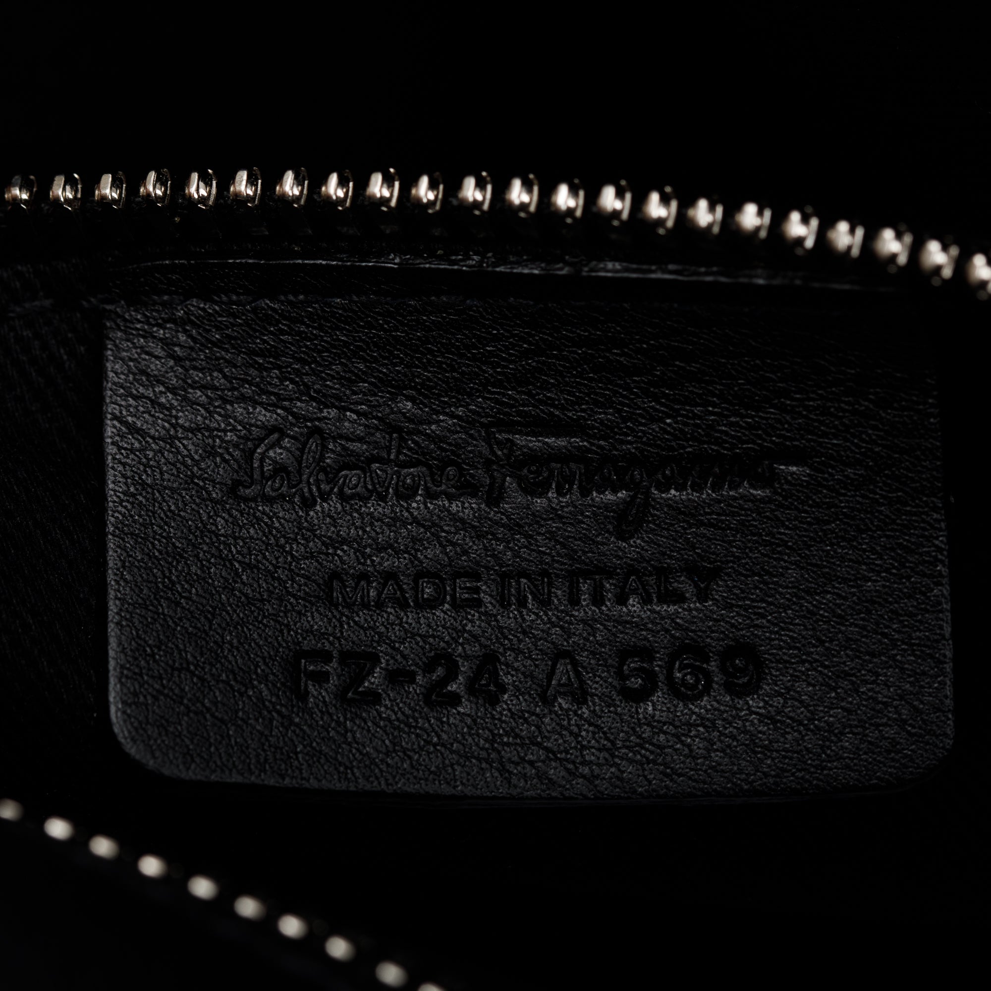 Ferragamo Black Gancio Embossed Leather Grigio Waist Bag w/ Box & Receipt