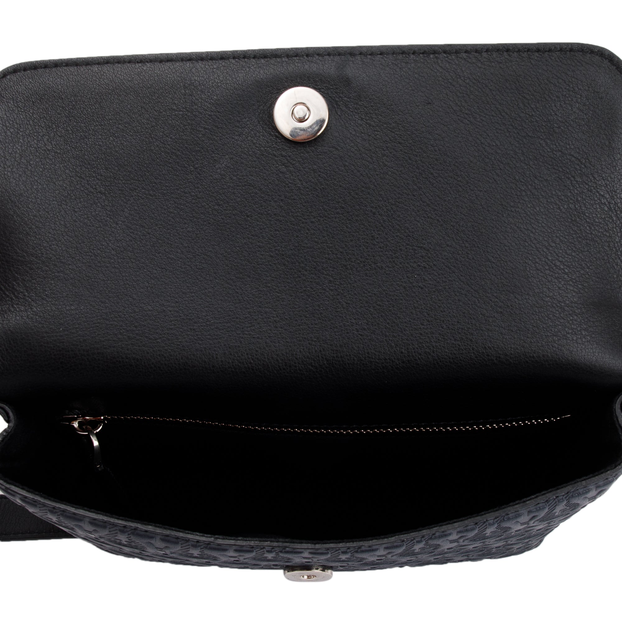 Ferragamo Black Gancio Embossed Leather Grigio Waist Bag w/ Box & Receipt