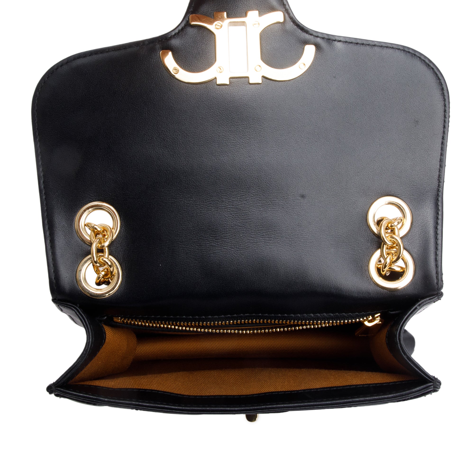 Ferragamo Black Quilted Leather Small Gancini Flap Shoulder Bag